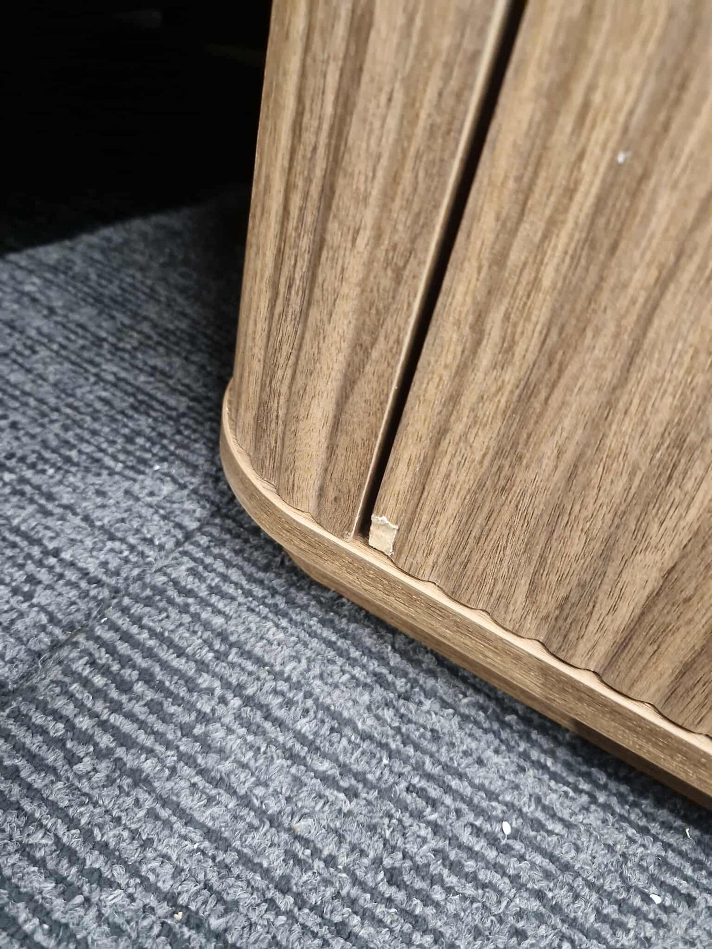 2 Door Ridged Dark Wood Wardrobe / Hanging Rail and Shelves