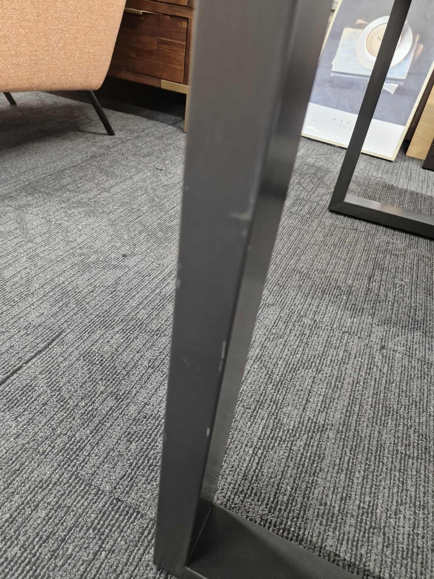 Solid Oak and Black Metal Dining Table 6 seater  / Oak Furnitureland Maine