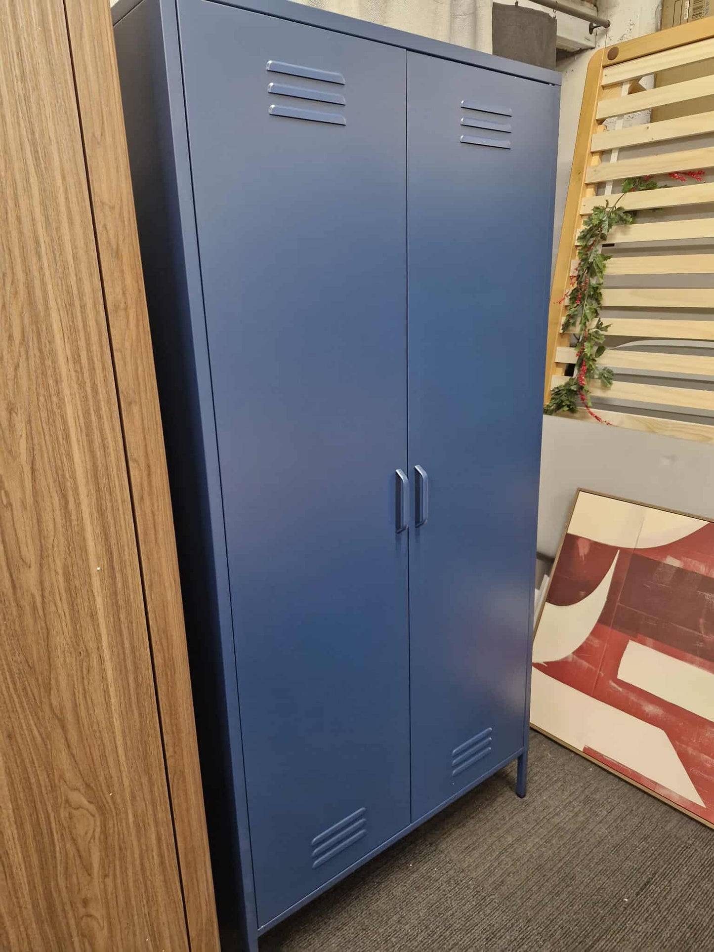 Metal Blue Double Wardrobe