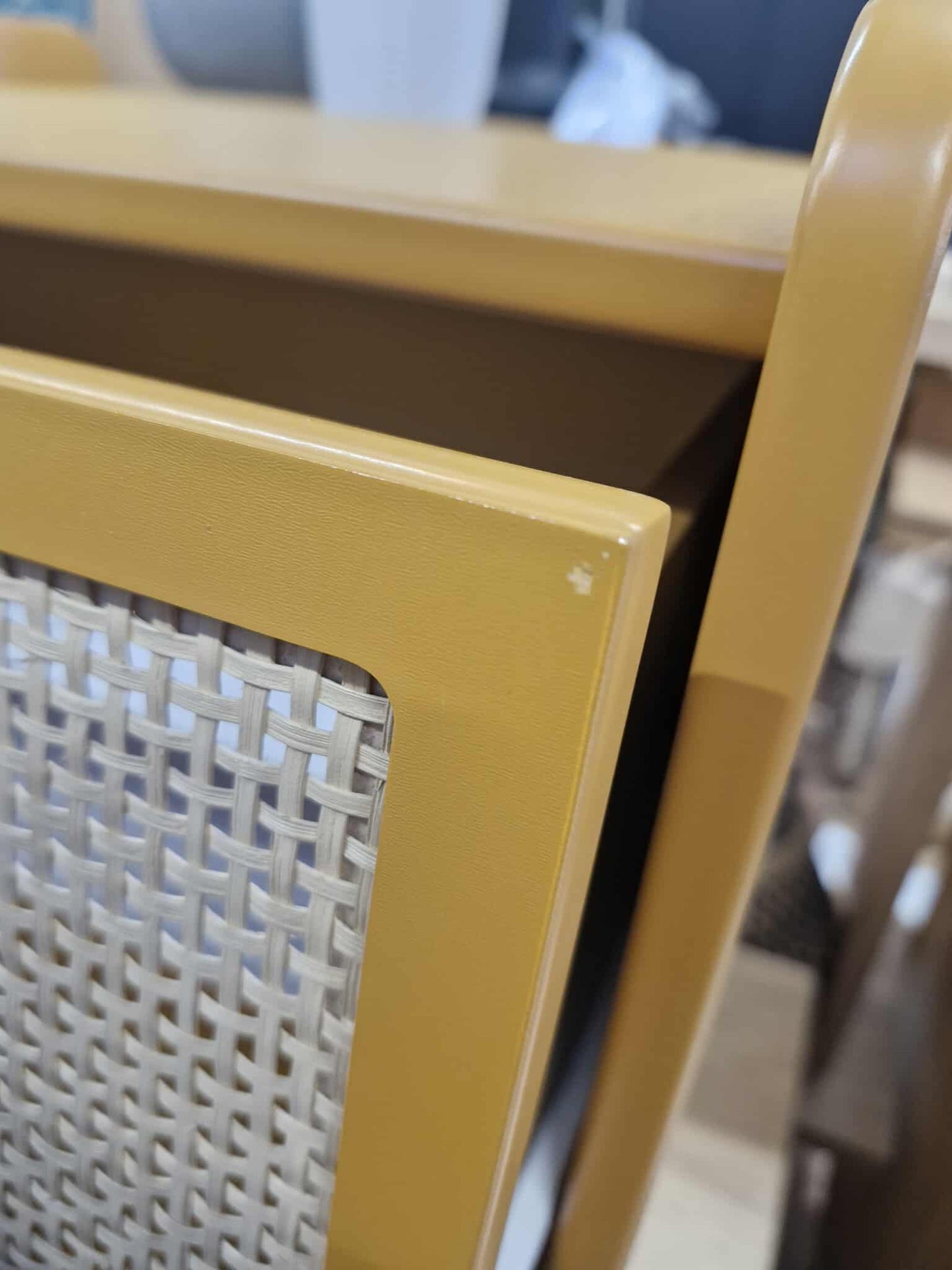 Bedside Table with 2 Cane Drawers / Ochre and Rattan / Kaya La Redoute