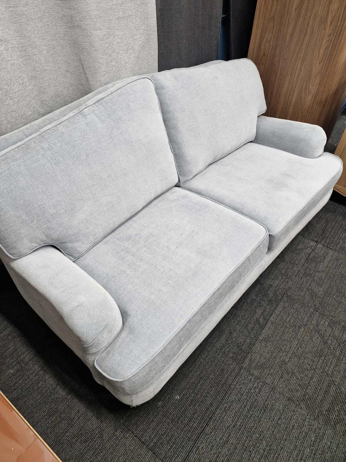 Medium 2 Seater Sofa / Pale Blue and Oak / John Lewis Laura Ashley Lynden