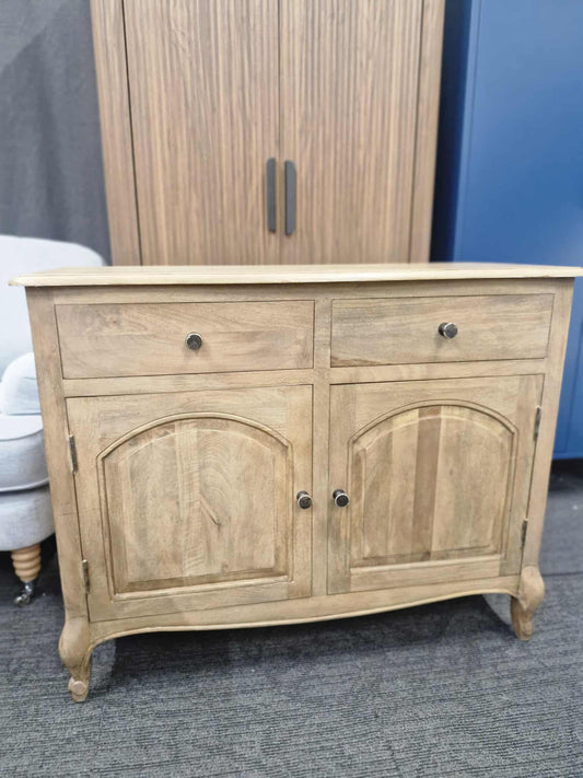 Solid Wood Washed Small Sideboard with 2 Drawers and 2 Doors