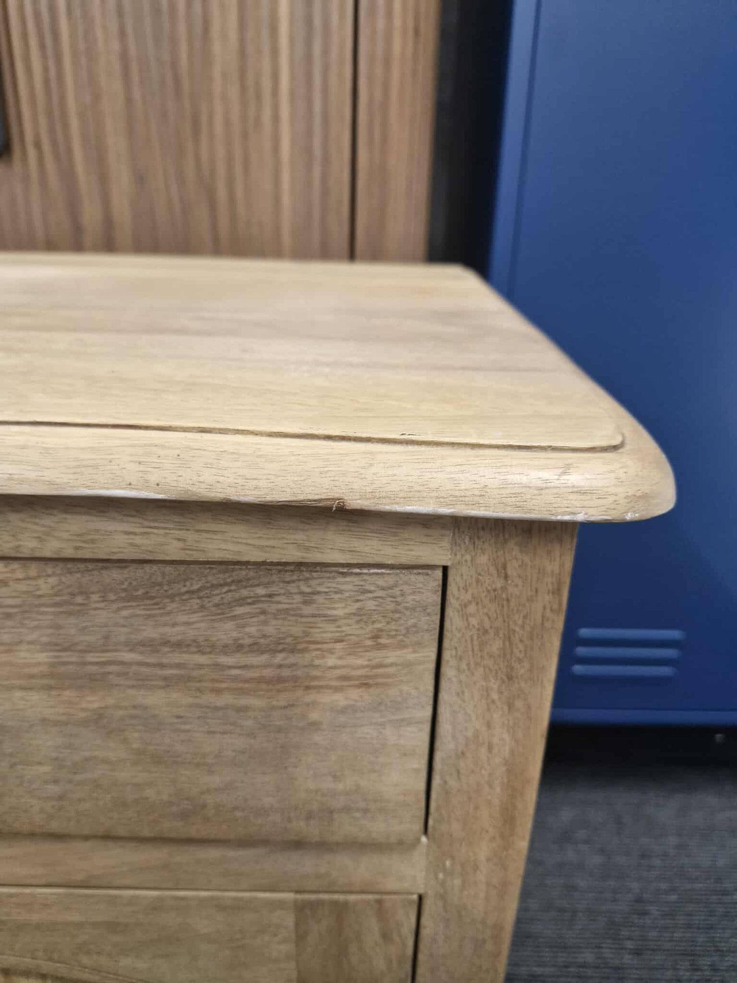 Solid Wood Washed Small Sideboard with 2 Drawers and 2 Doors