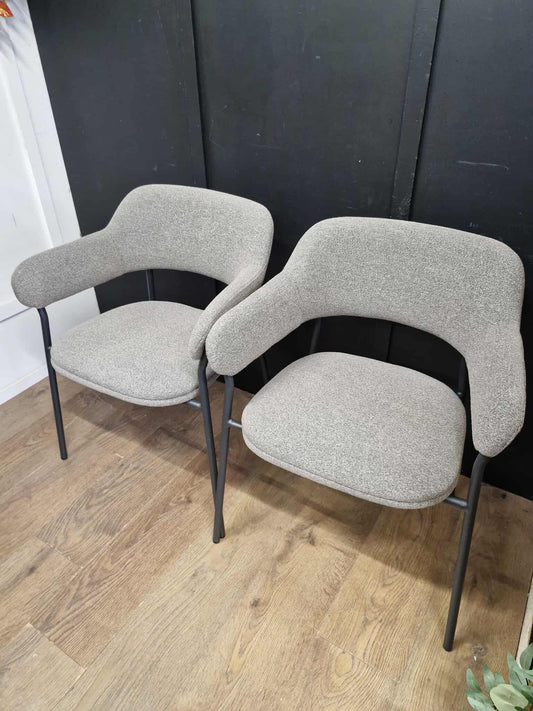 Wise Dining Armchair, Set of 2, Grey and Black Metal
