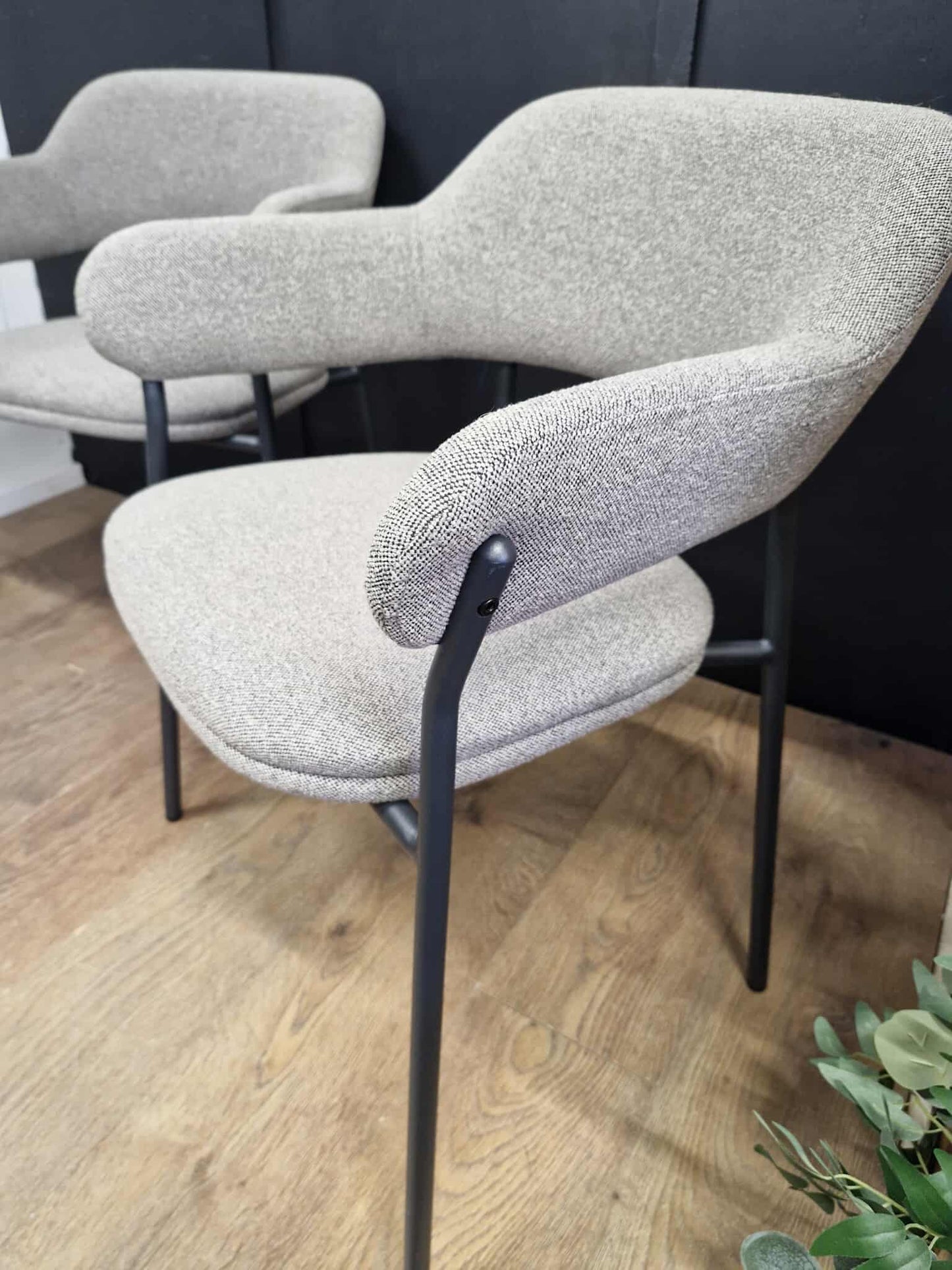 Wise Dining Armchair, Set of 2, Grey and Black Metal