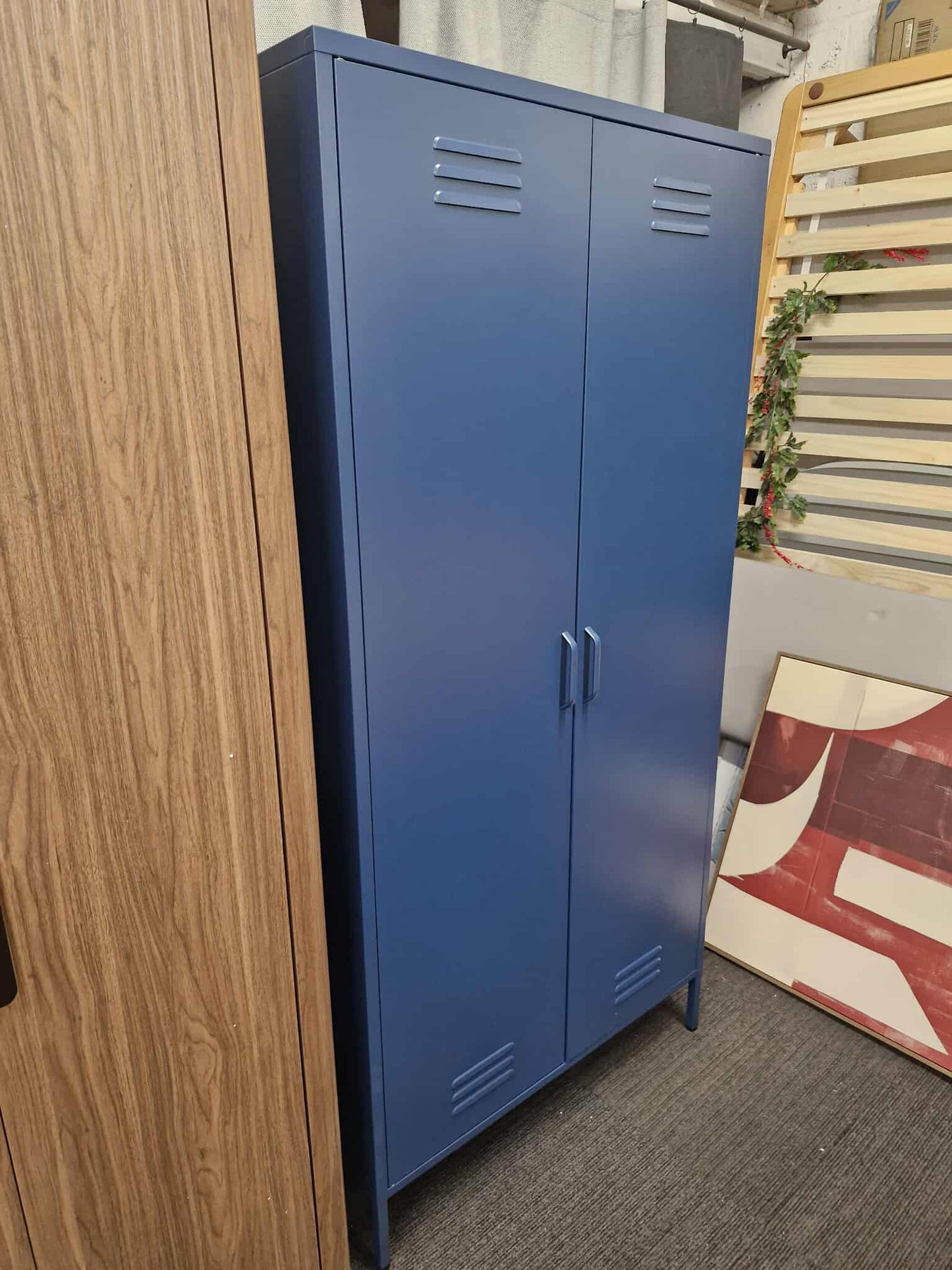 Metal Blue Double Wardrobe