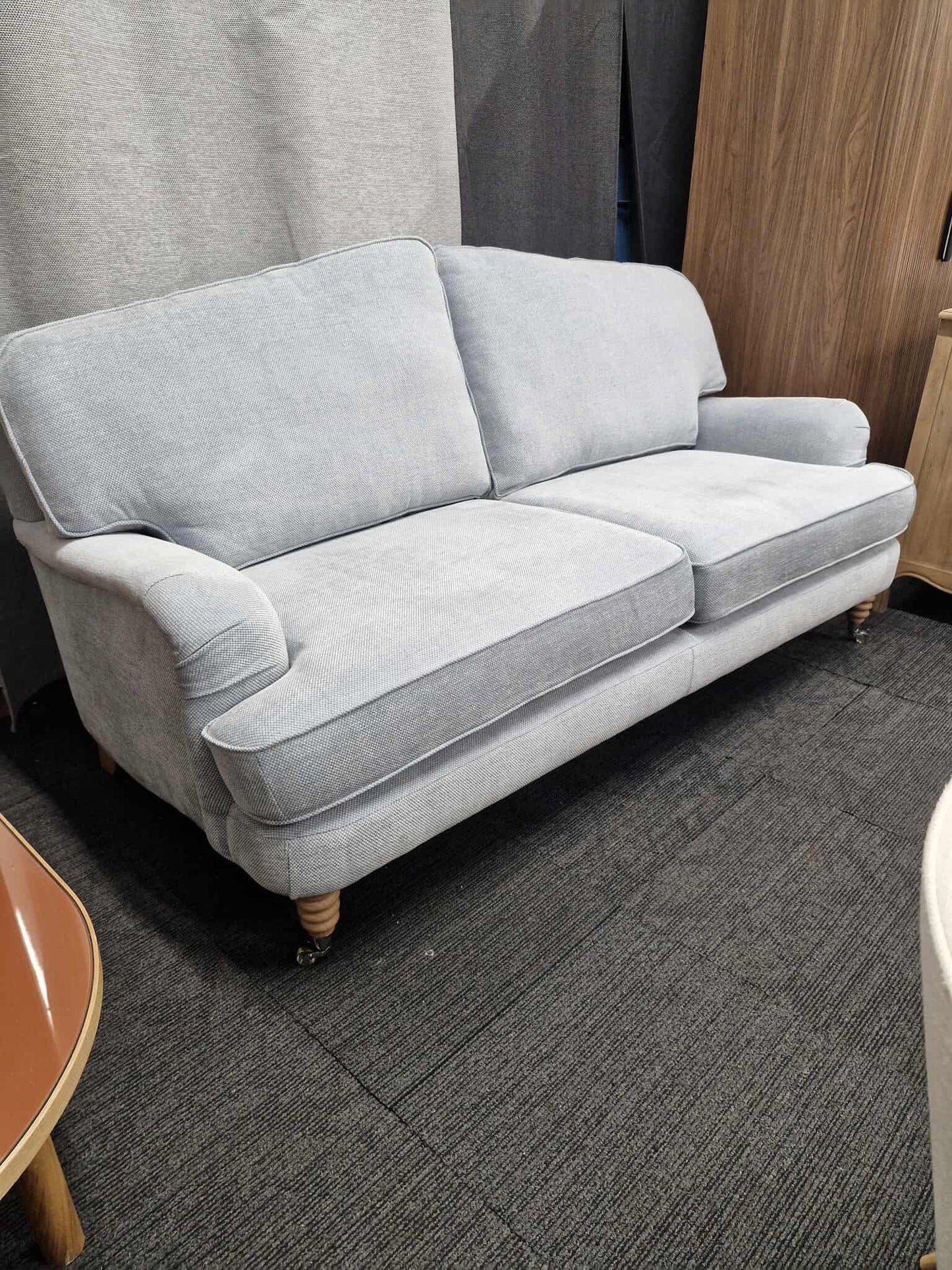 Medium 2 Seater Sofa / Pale Blue and Oak / John Lewis Laura Ashley Lynden