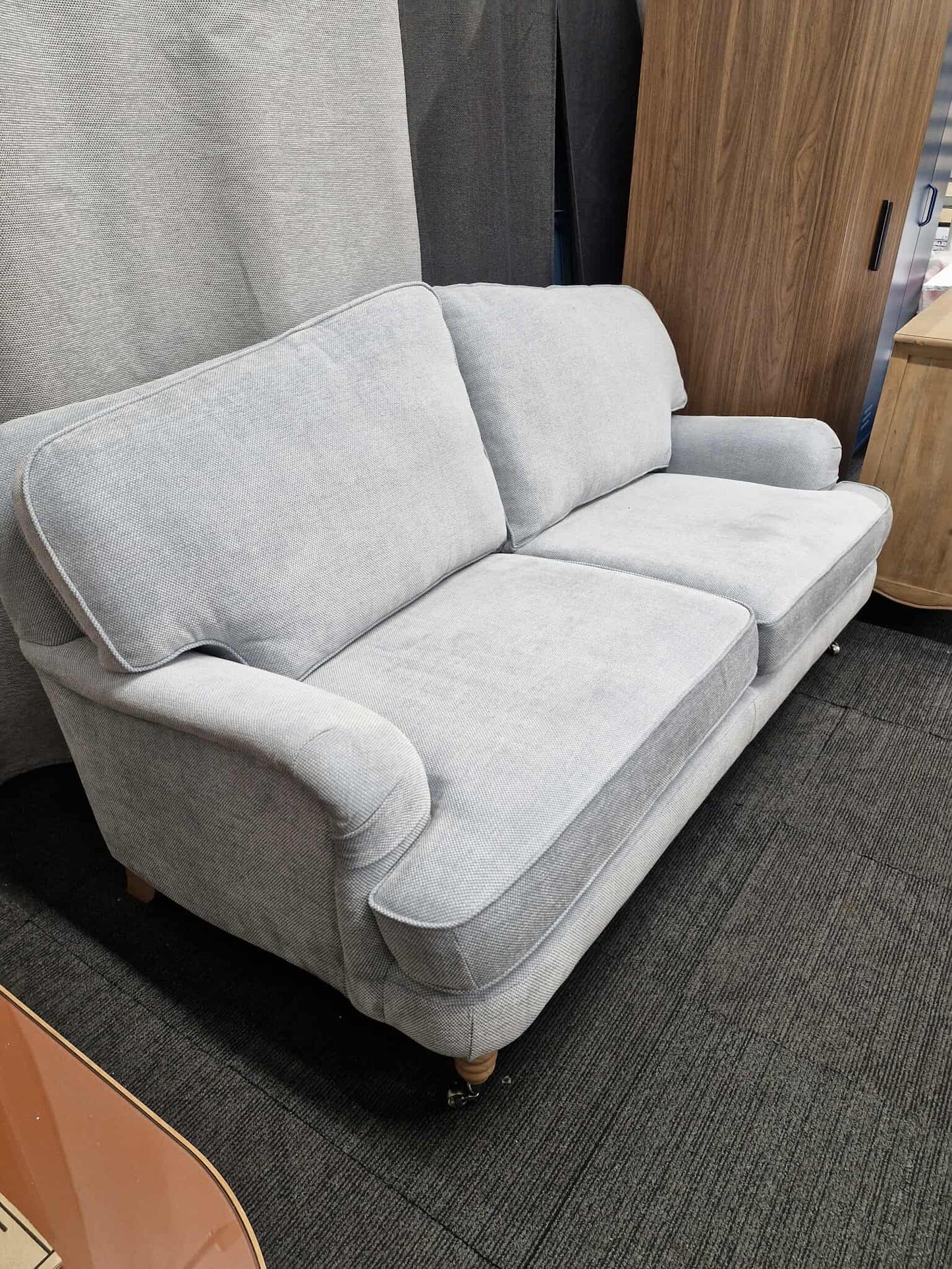 Medium 2 Seater Sofa / Pale Blue and Oak / John Lewis Laura Ashley Lynden