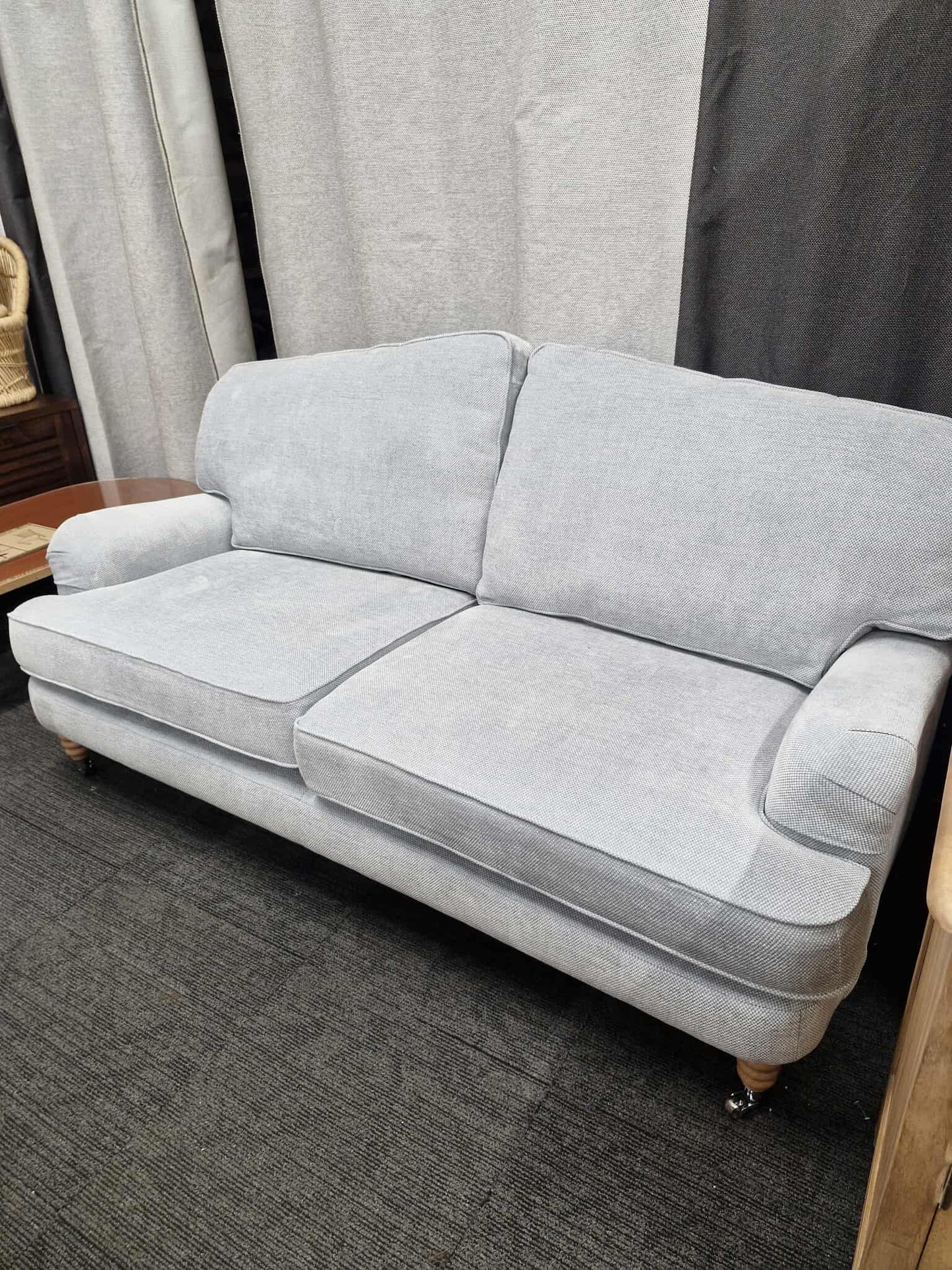 Medium 2 Seater Sofa / Pale Blue and Oak / John Lewis Laura Ashley Lynden