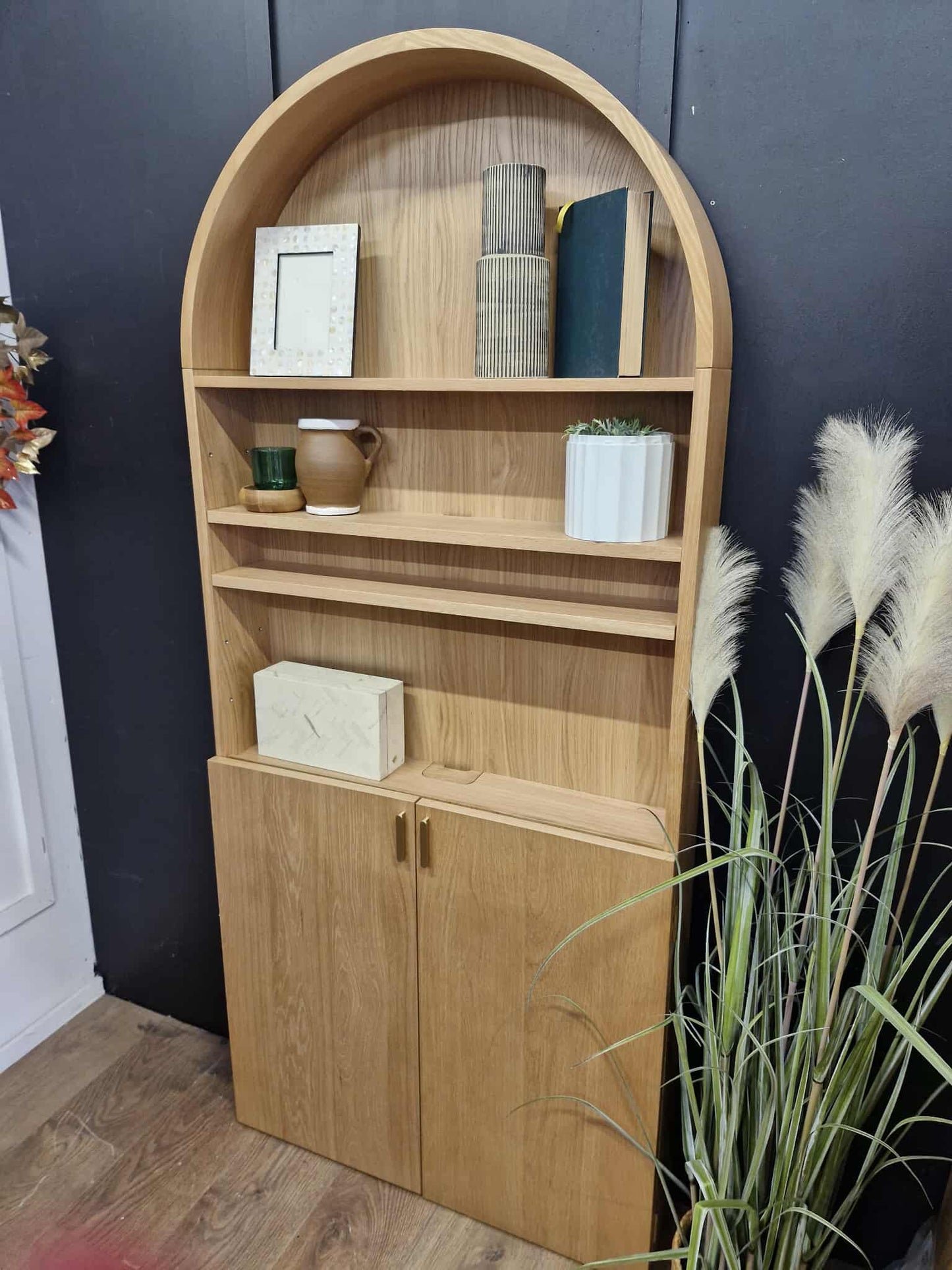 Oak Pull out desk and Bookcase /  Hideaway Desk