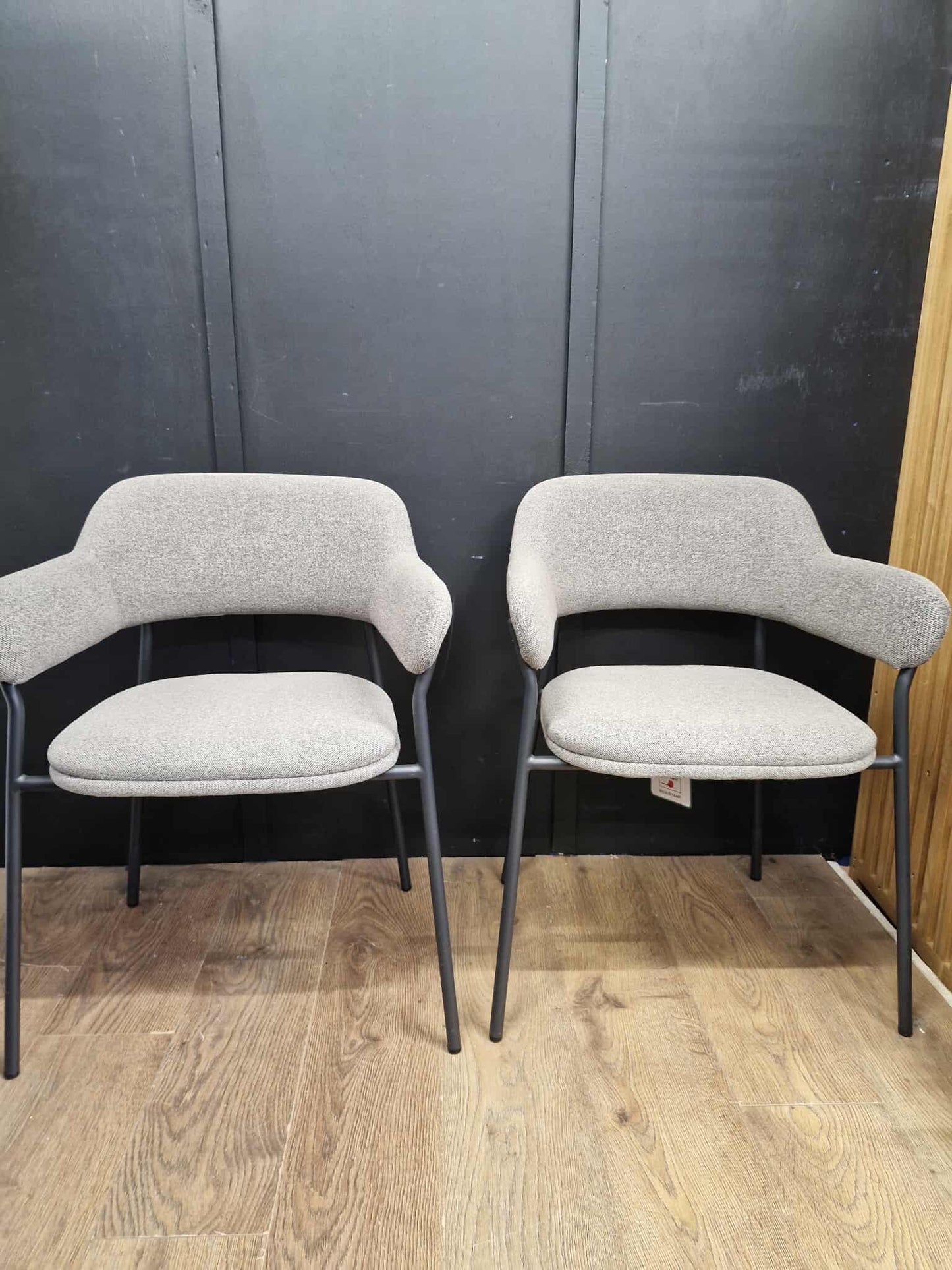 Wise Dining Armchair, Set of 2, Grey and Black Metal