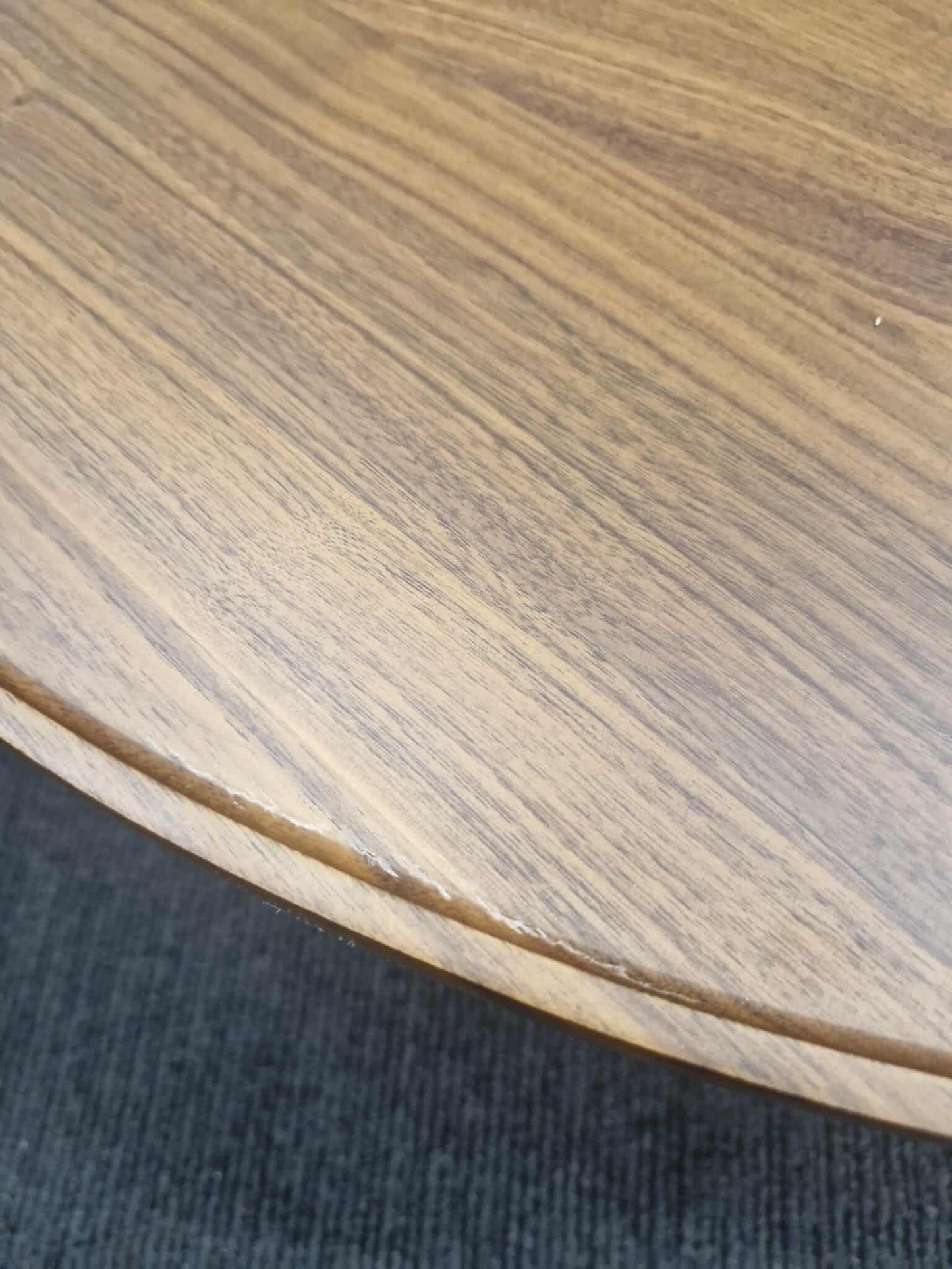 Large Round Solid Walnut Coffee Table / Tray top and ridge legs