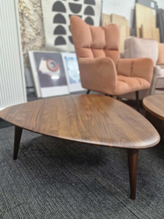 Small Solid Walnut Coffee Table / aircraft wing shape  / Triangle