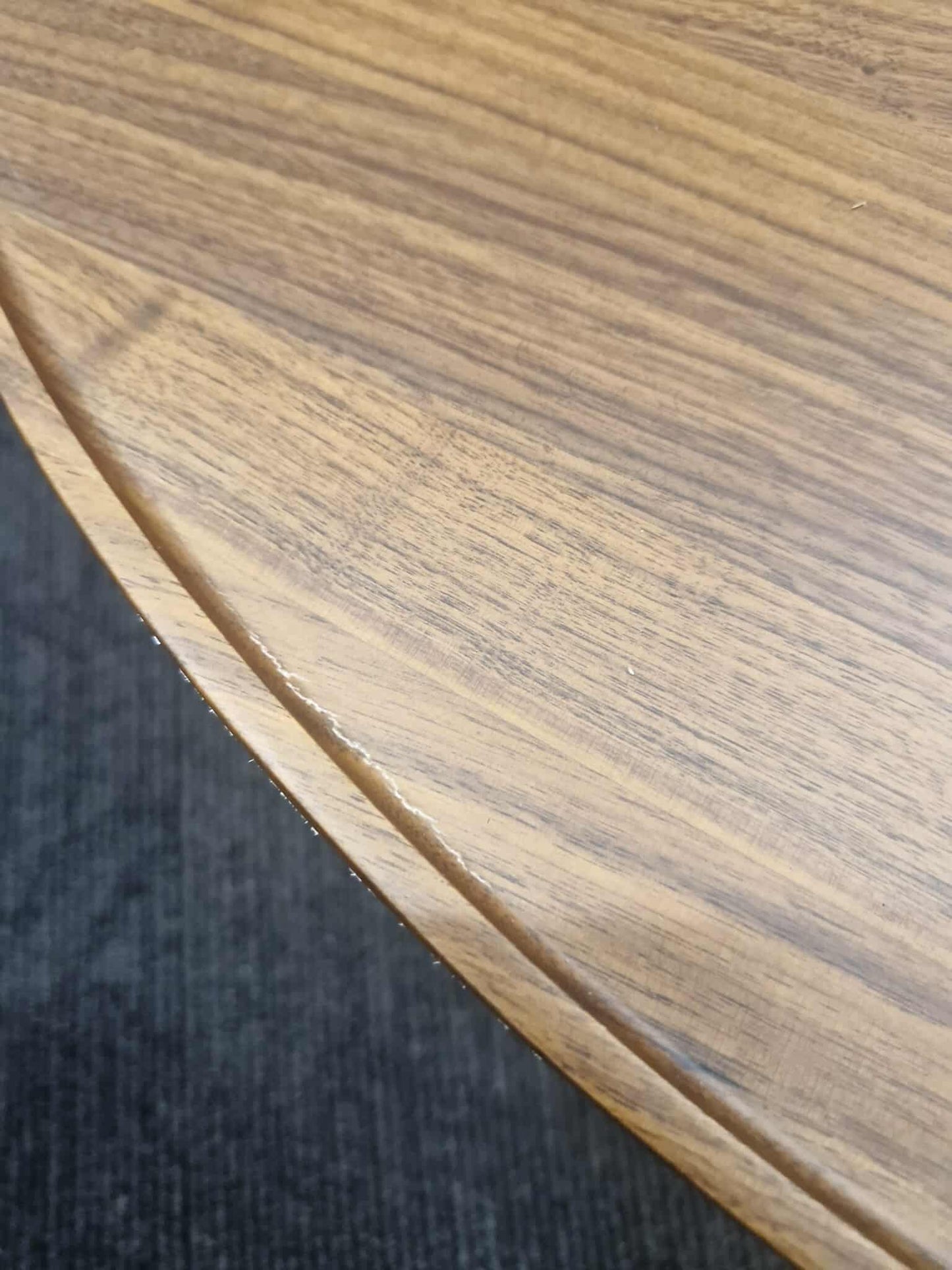 Large Round Solid Walnut Coffee Table / Tray top and ridge legs