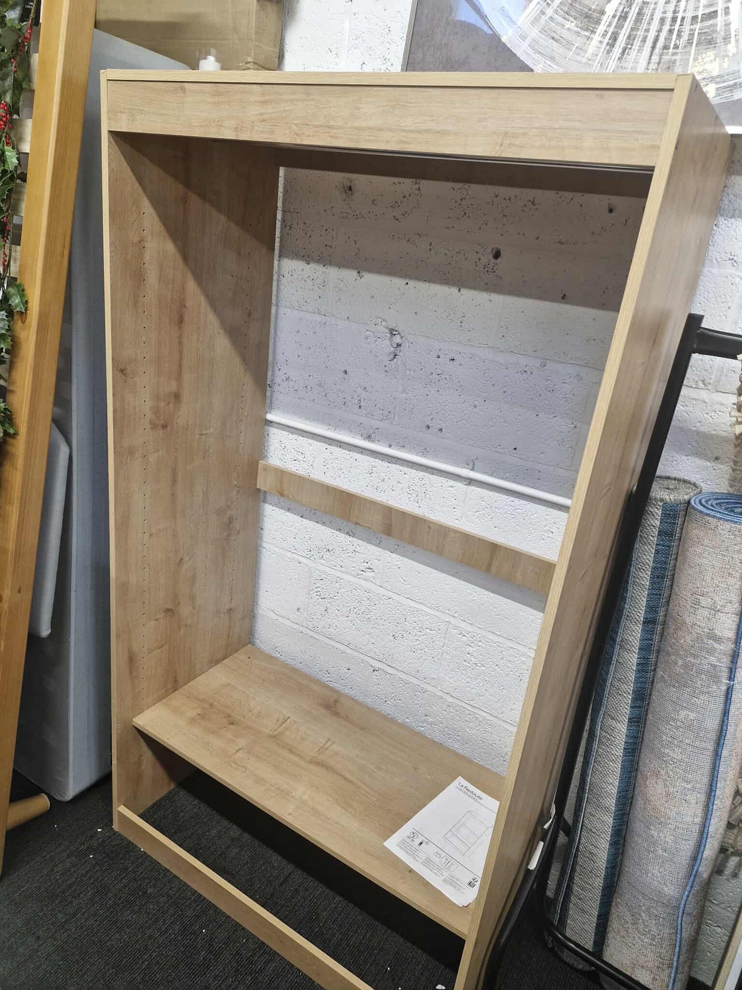 Oak Open Wardrobe Modul with hanging Rail and Shelf