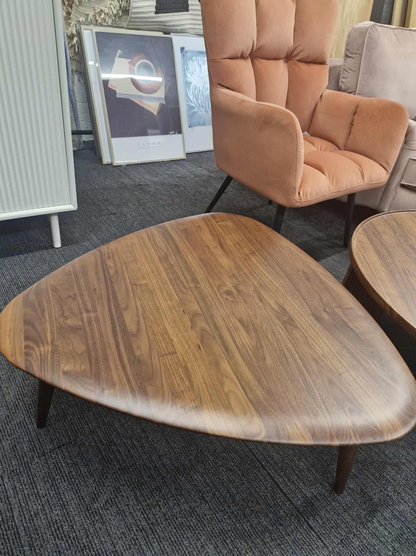 Small Solid Walnut Coffee Table / aircraft wing shape  / Triangle