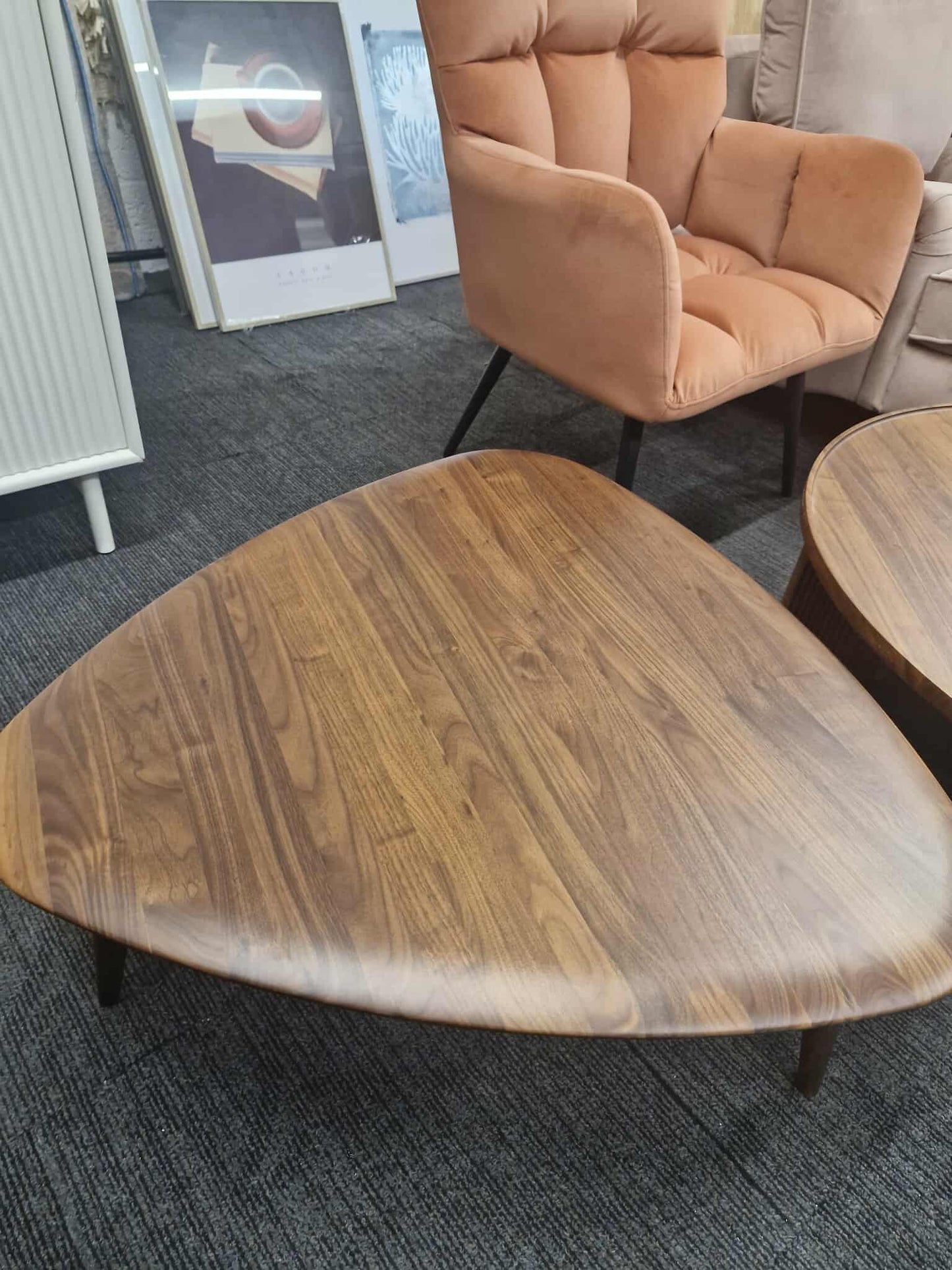 Small Solid Walnut Coffee Table / aircraft wing shape  / Triangle