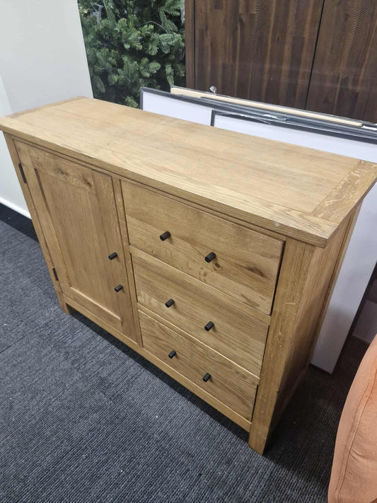 Solid Wood Cabinet with Door and 3 Drawers