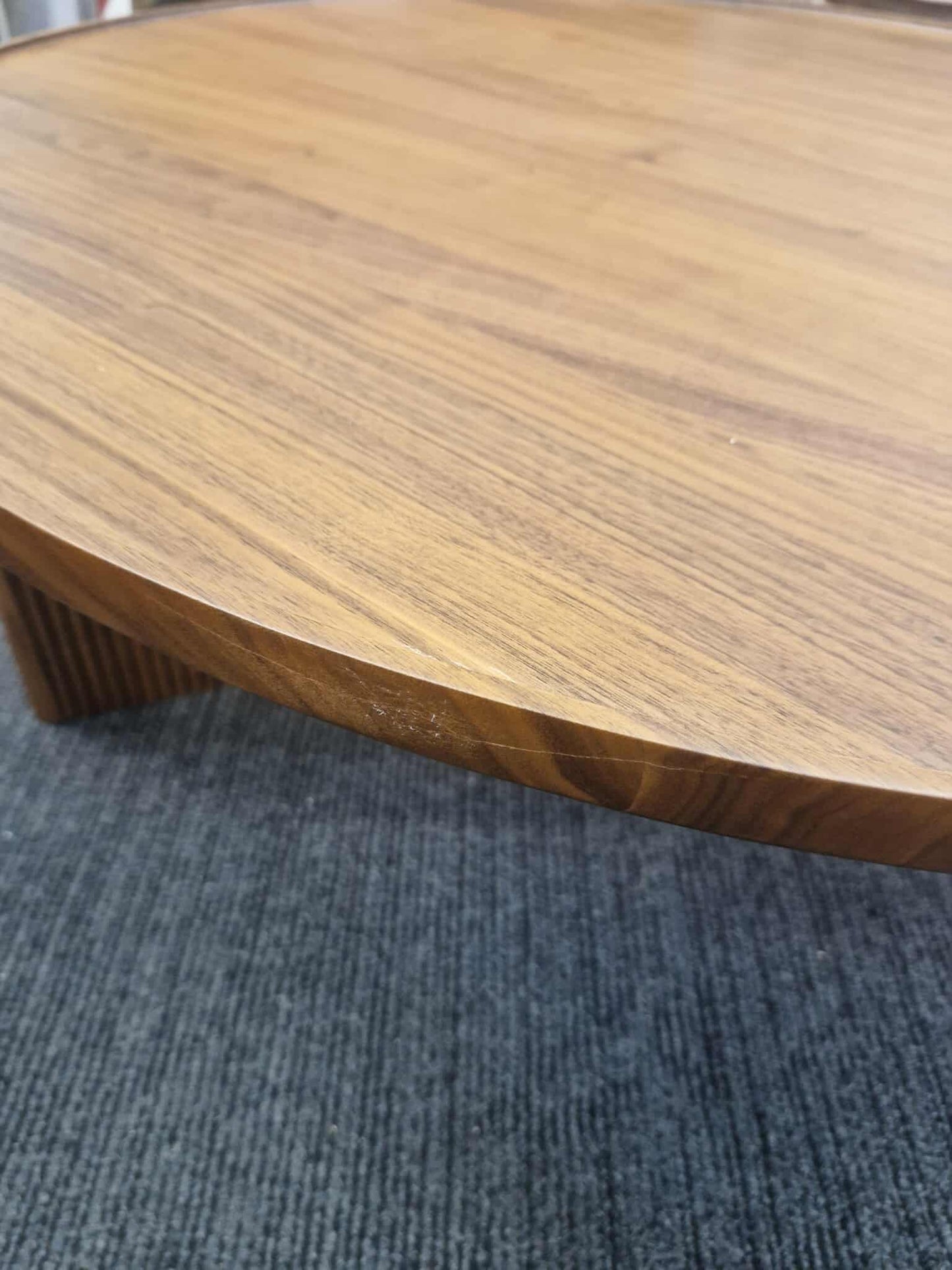 Large Round Solid Walnut Coffee Table / Tray top and ridge legs