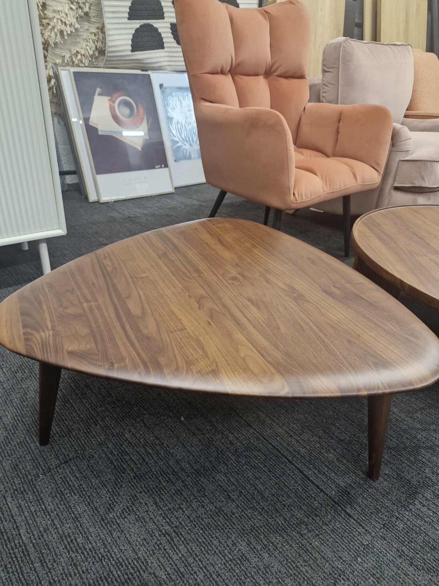 Small Solid Walnut Coffee Table / aircraft wing shape  / Triangle