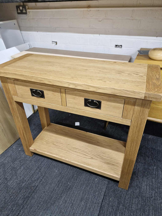 Rustic Oak Console Table with Shelf