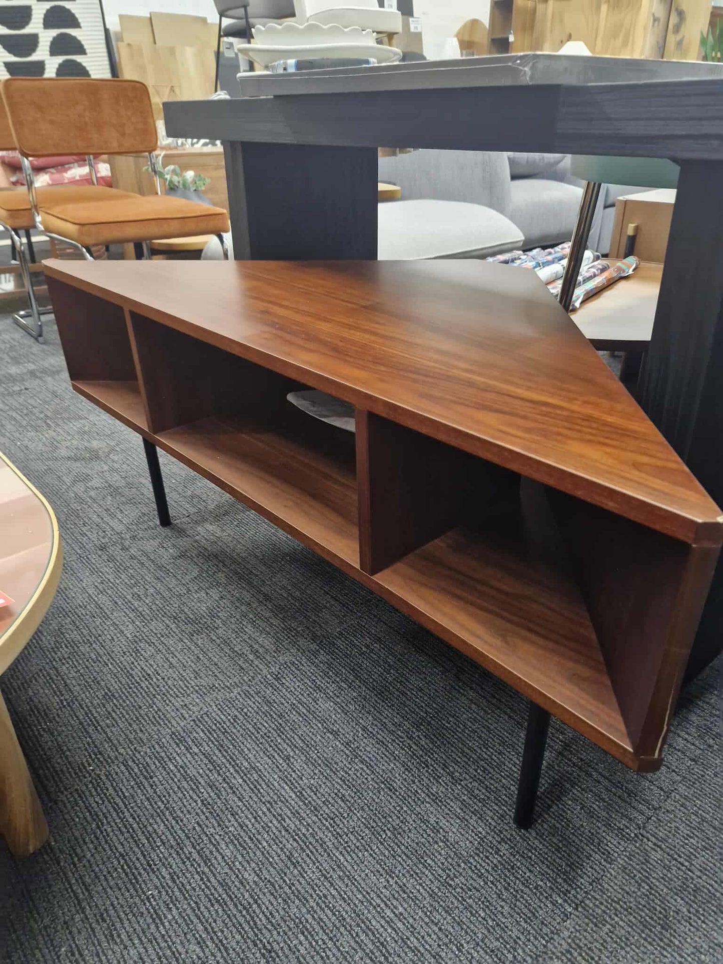 Walnut Veneer TV-HIFI Corner Unit / La Redoute RRP £425