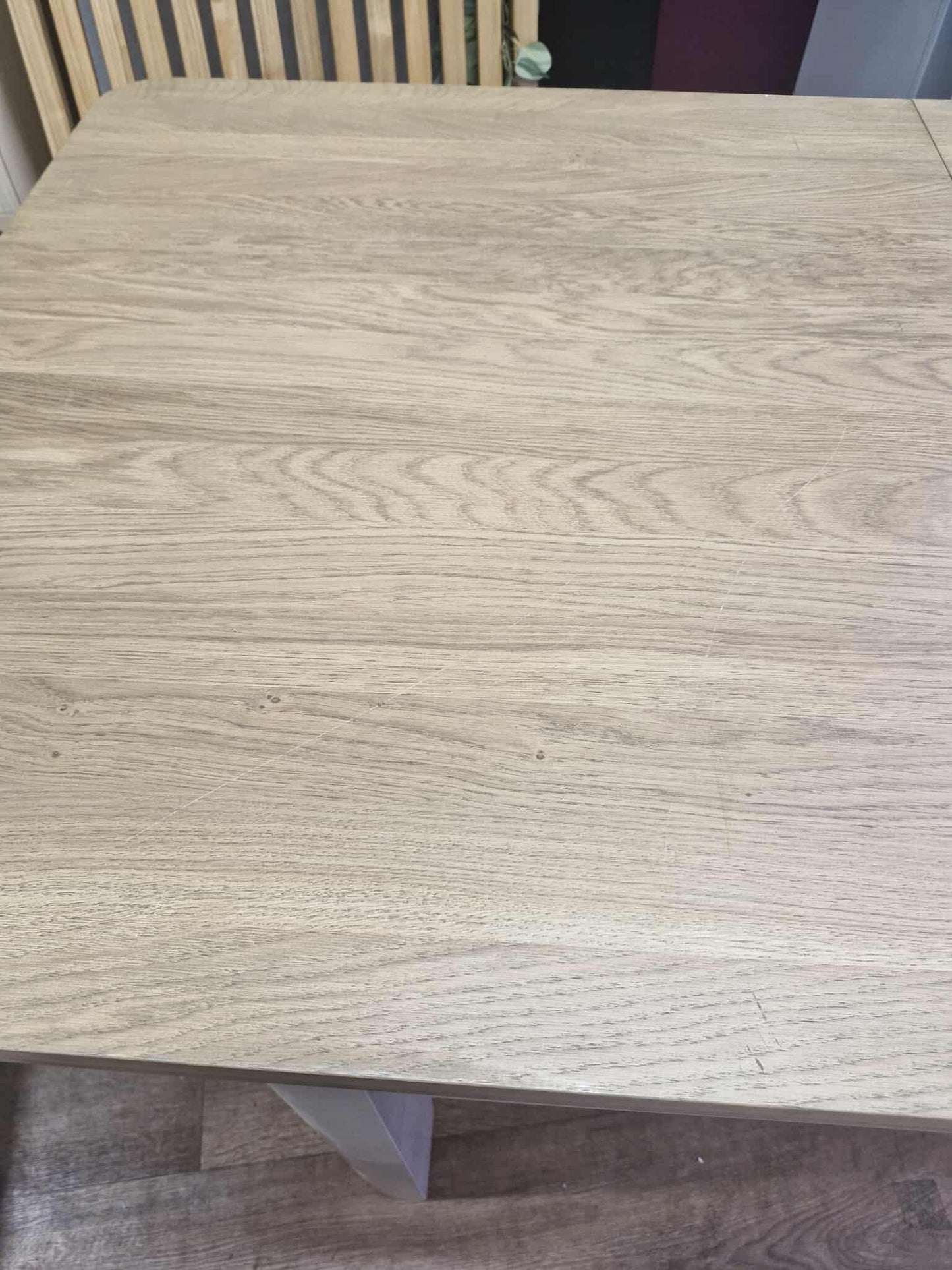 Extending Dining Table / Solid Wood- Smoked Oak and Stone Light Cream Painted / OAK FURNITURELAND OTTO