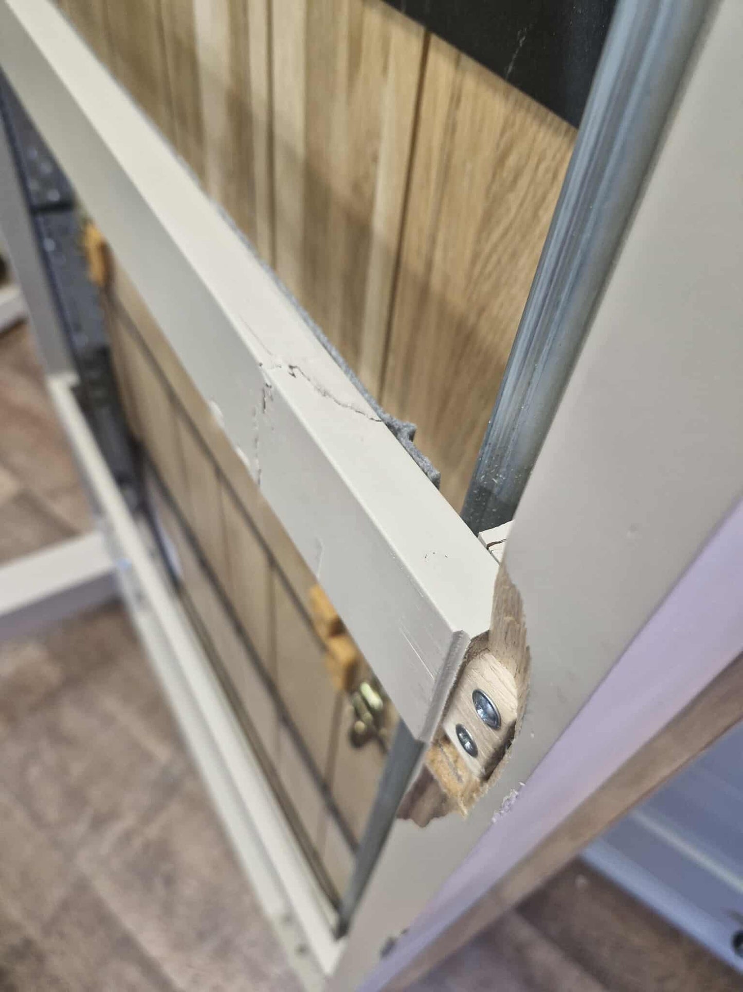 Extending Dining Table / Solid Wood- Smoked Oak and Stone Light Cream Painted / OAK FURNITURELAND OTTO