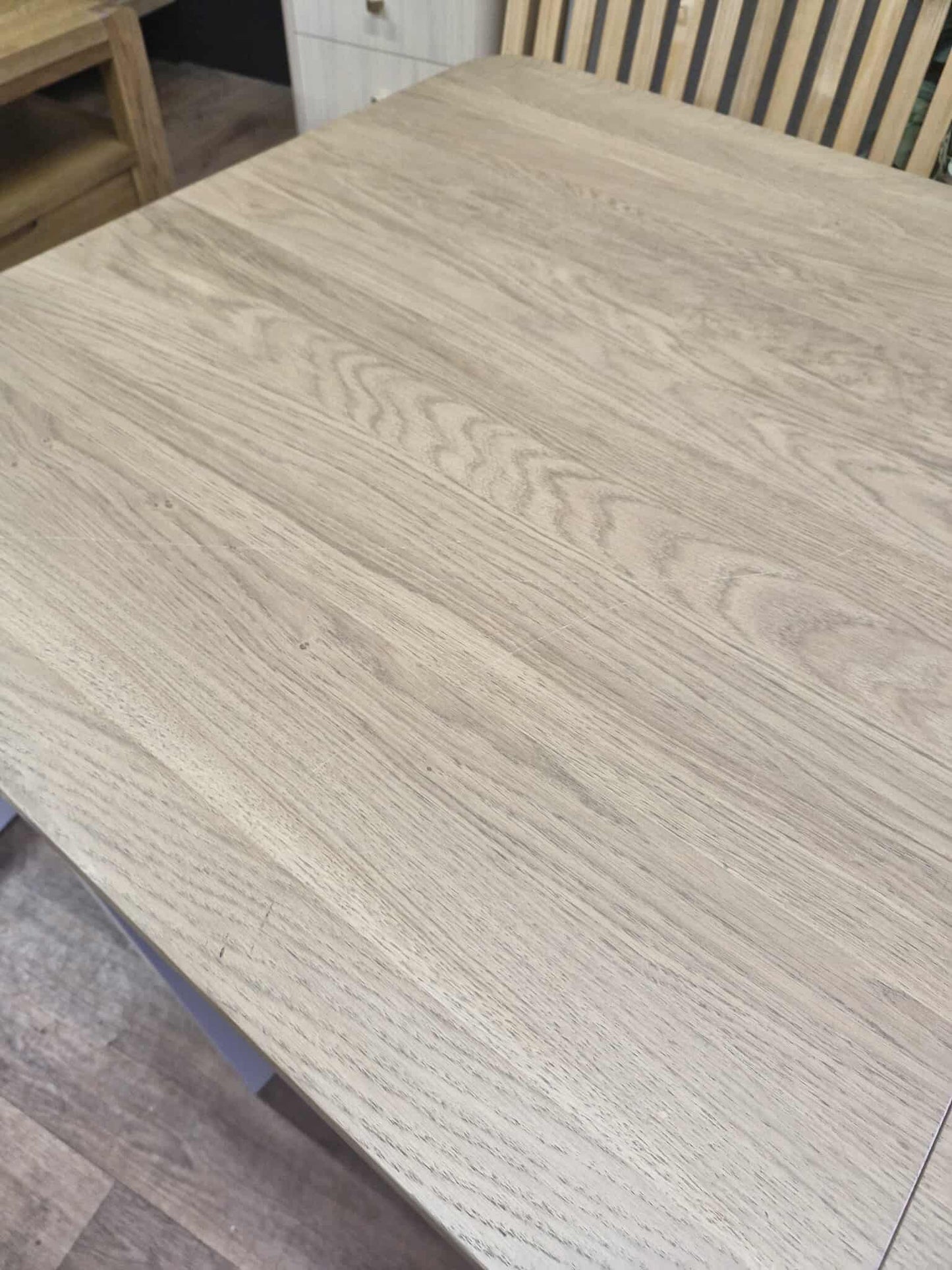 Extending Dining Table / Solid Wood- Smoked Oak and Stone Light Cream Painted / OAK FURNITURELAND OTTO