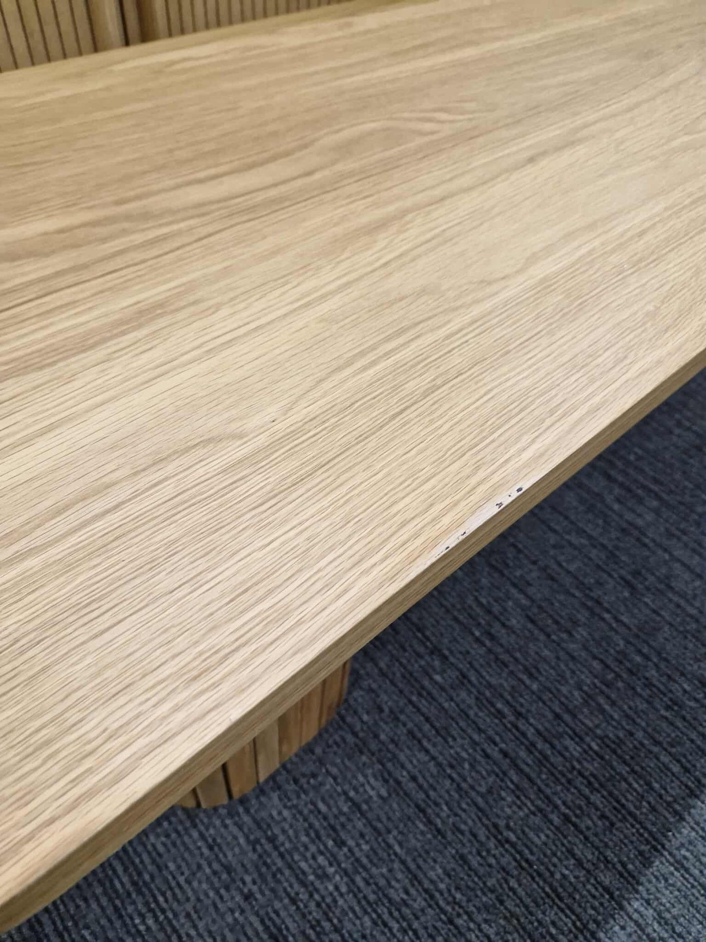 Large Oak Coffee Table with Slatted Legs