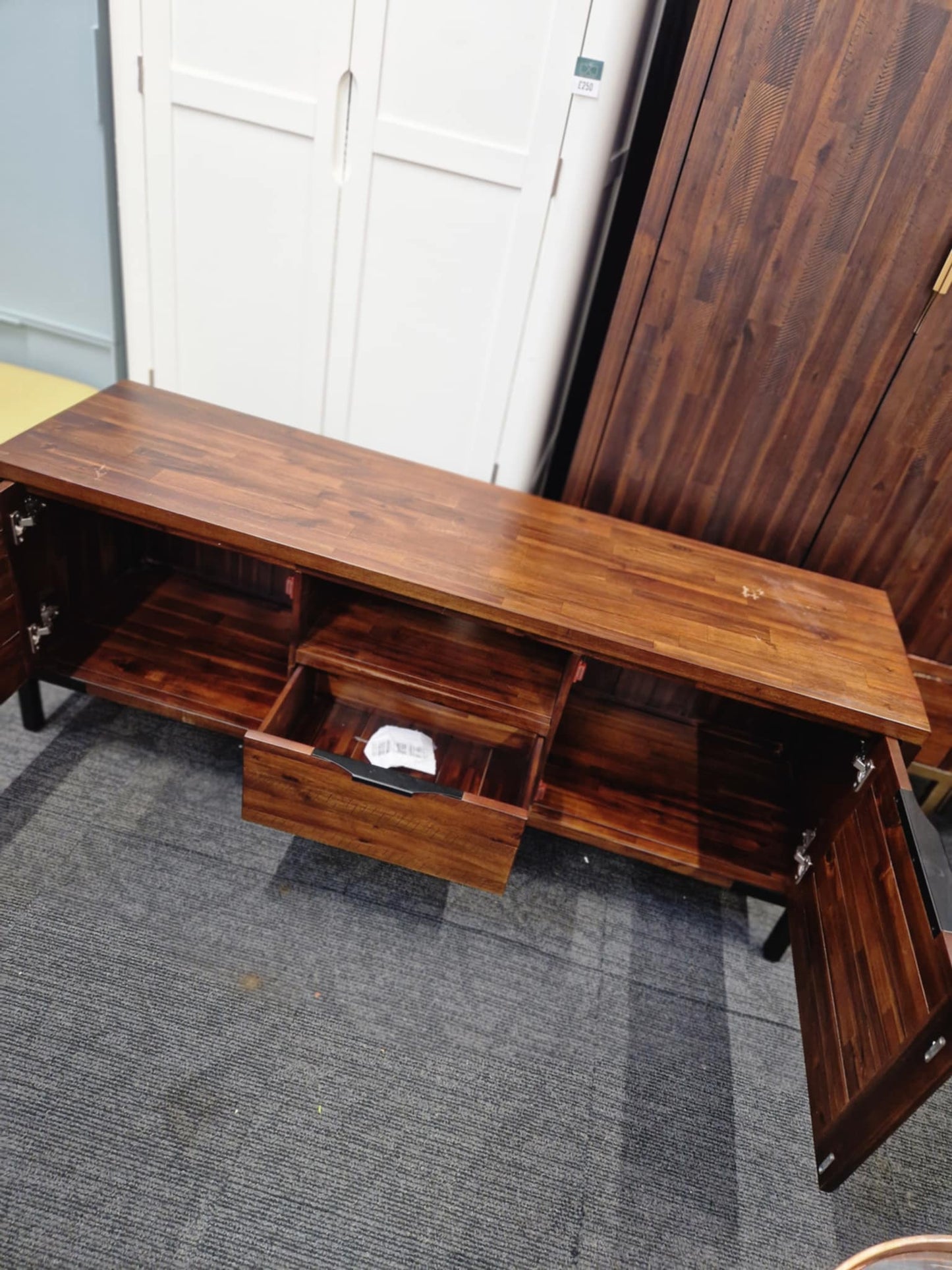 Solid Dark Wood TV Stand / Oak Furnitureland Detroit