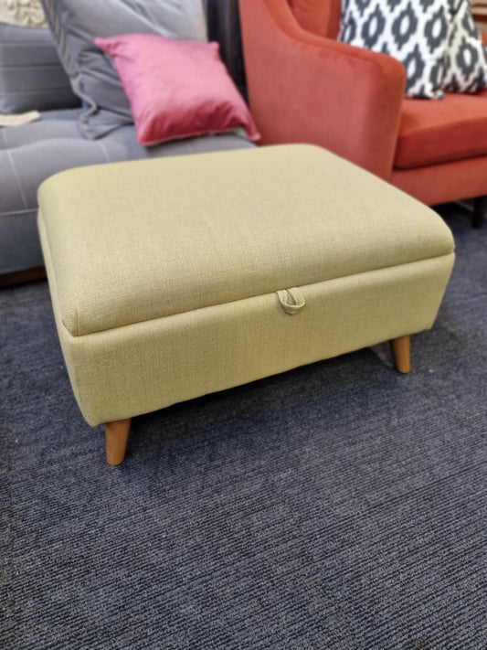 Storage Footstool | Lime Green Fabric / Oak Furnitureland Evie