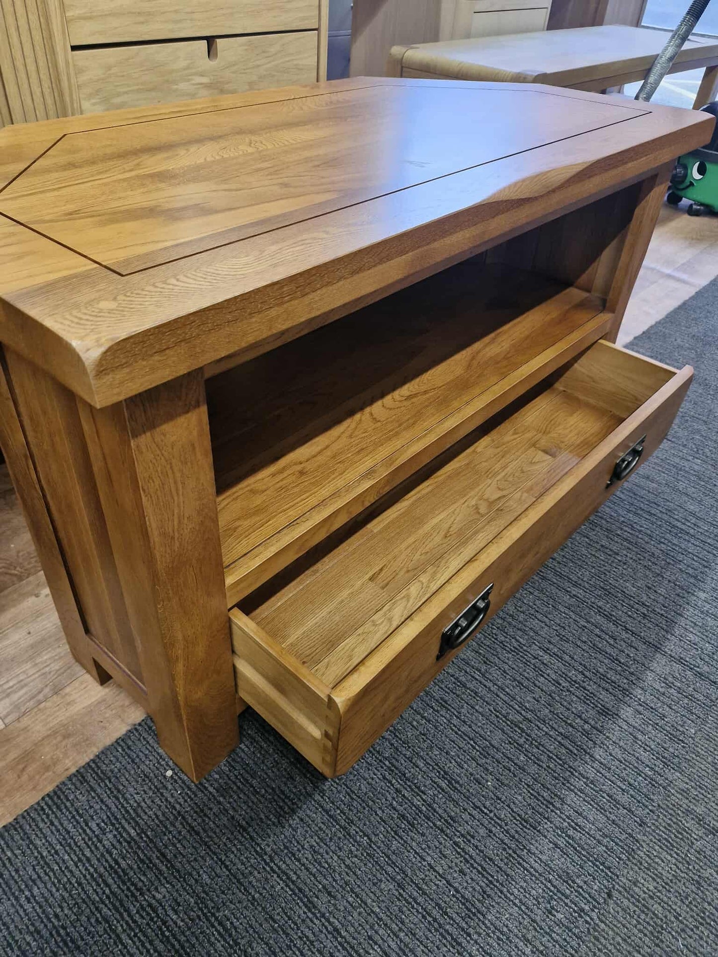 Rustic Solid Oak Corner TV Stand