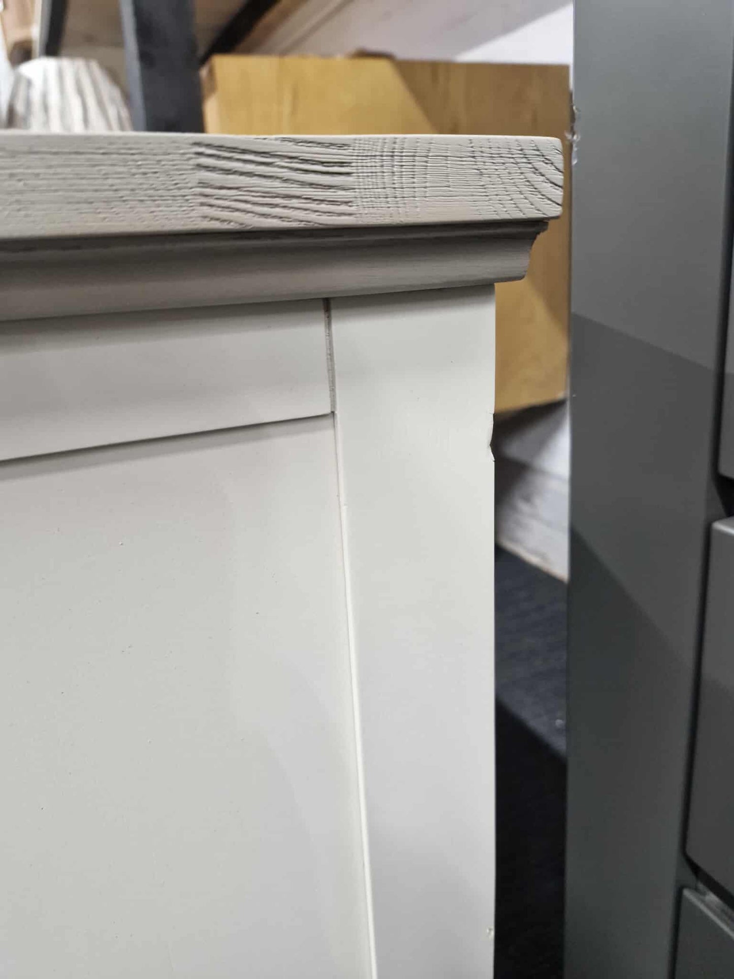 Solid wood grey large tv Stand unit / Oak Furnitureland Brompton