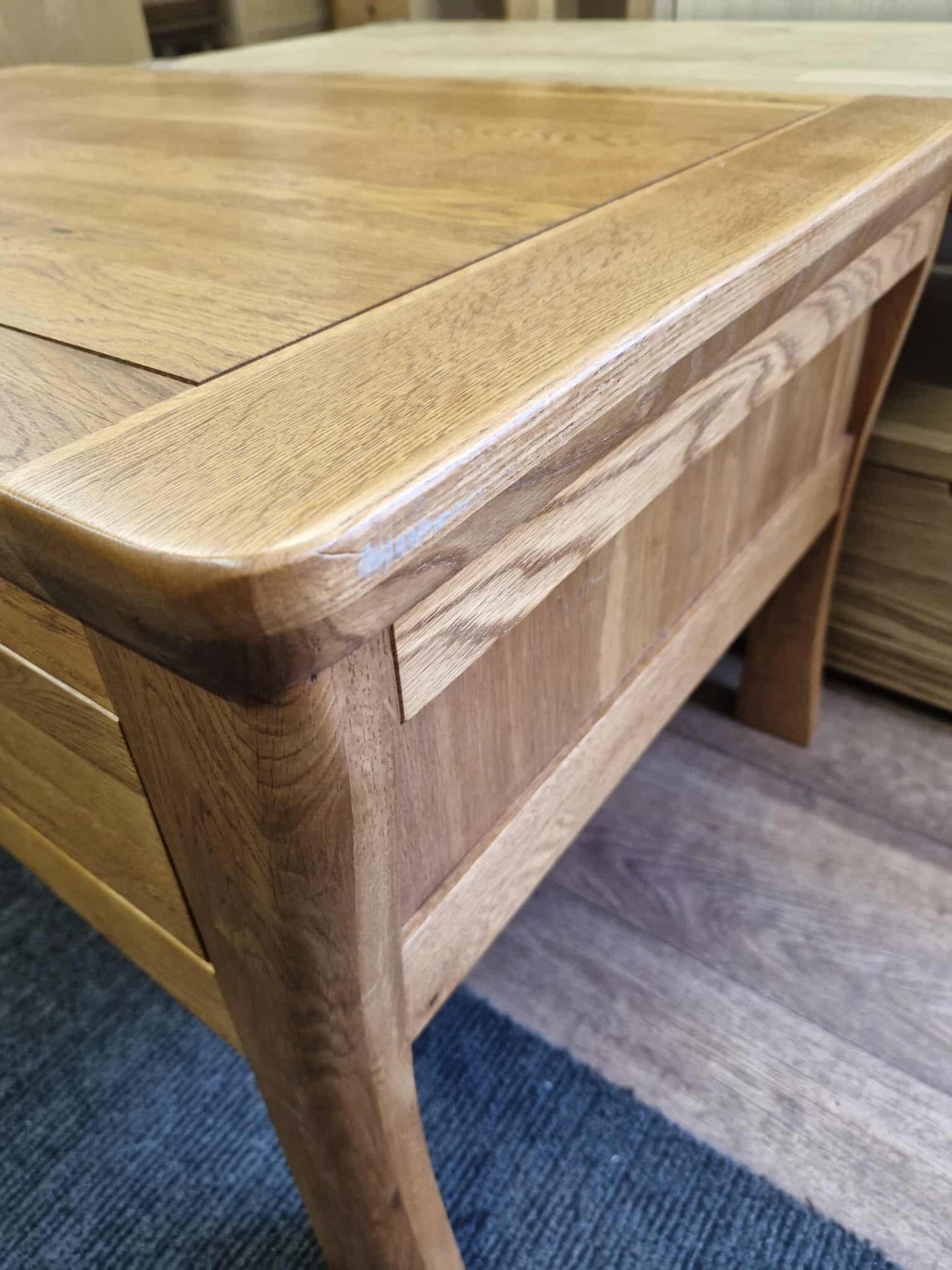 Rustic Solid Oak Coffee Table with Storage 4 Drawers