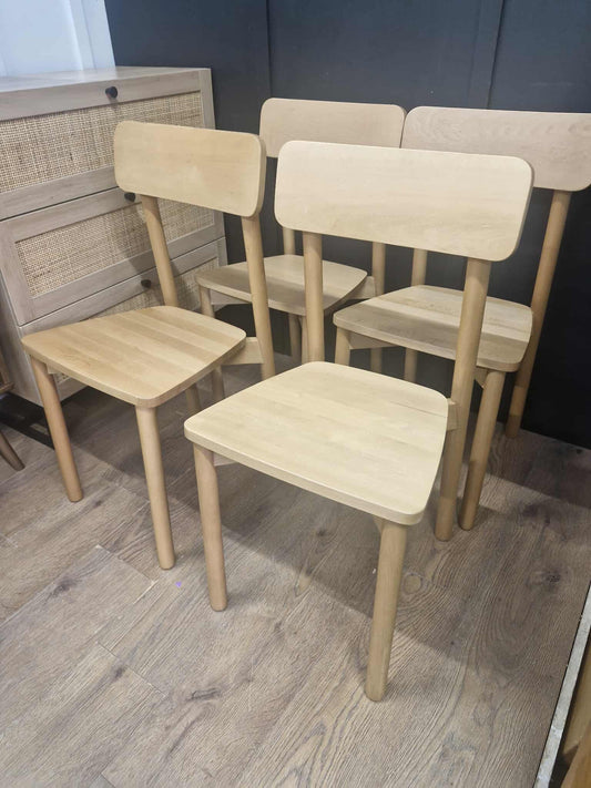 Solid Light Wood Dining Chairs / Set of 4