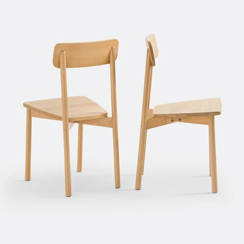 Solid Light Wood Dining Chairs / Set of 4