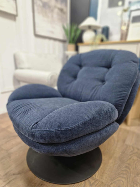 Swivel Leisure Chair / Armchair Dark Navy Blue