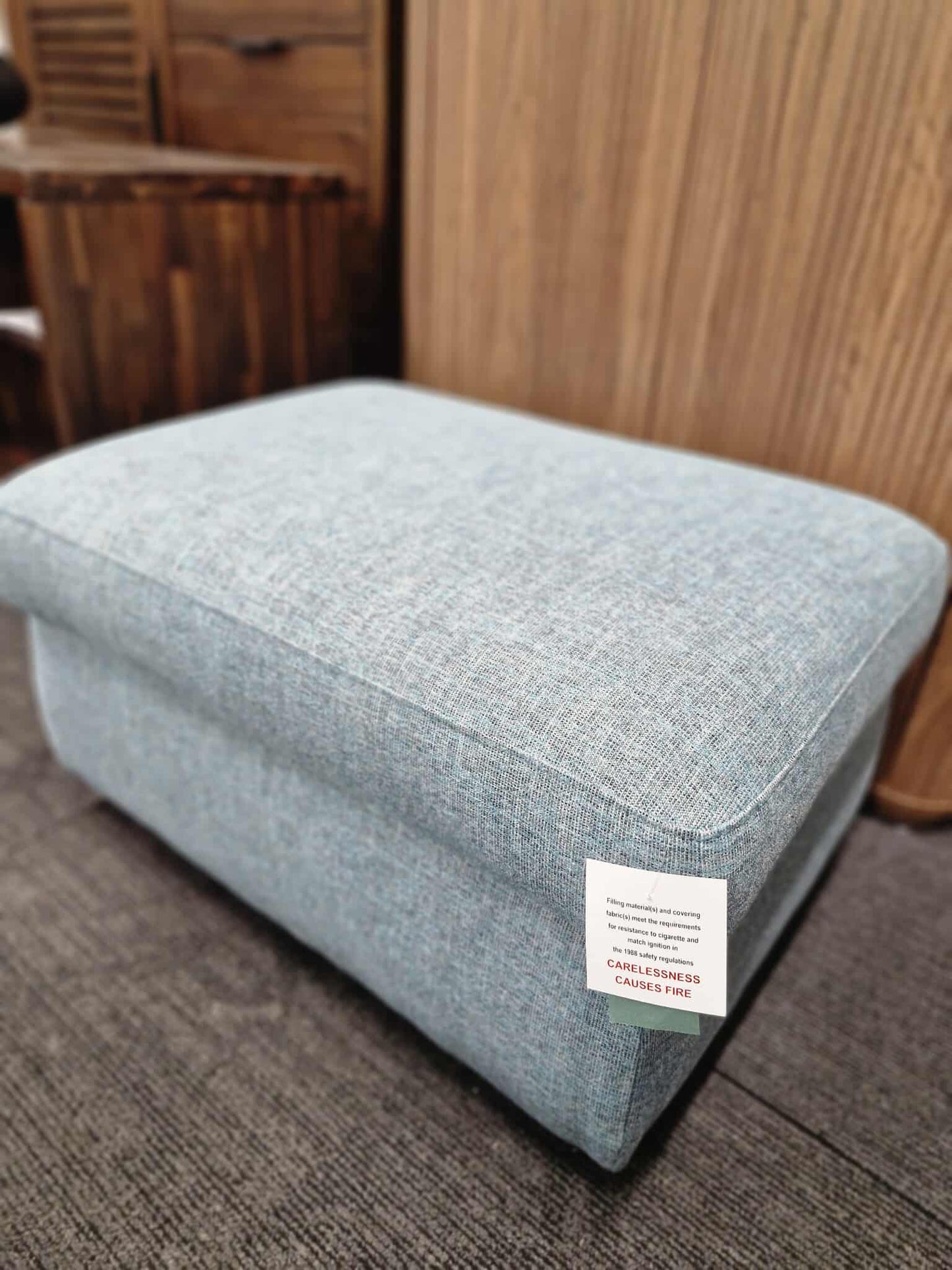 Storage Footstool / John Lewis Camden Linen Dark Duck Egg