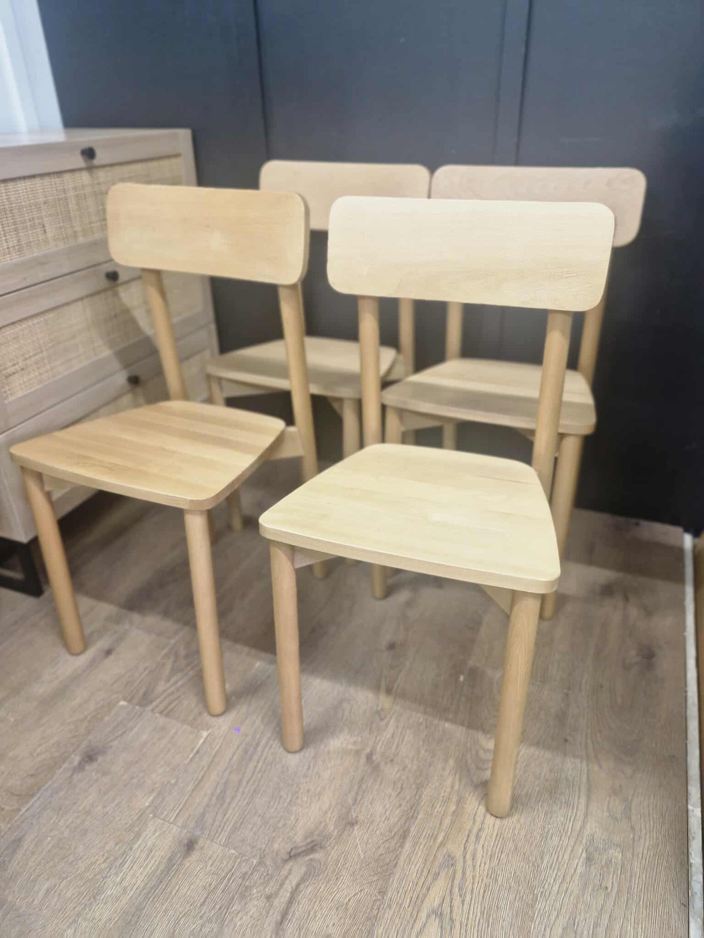 Solid Light Wood Dining Chairs / Set of 4