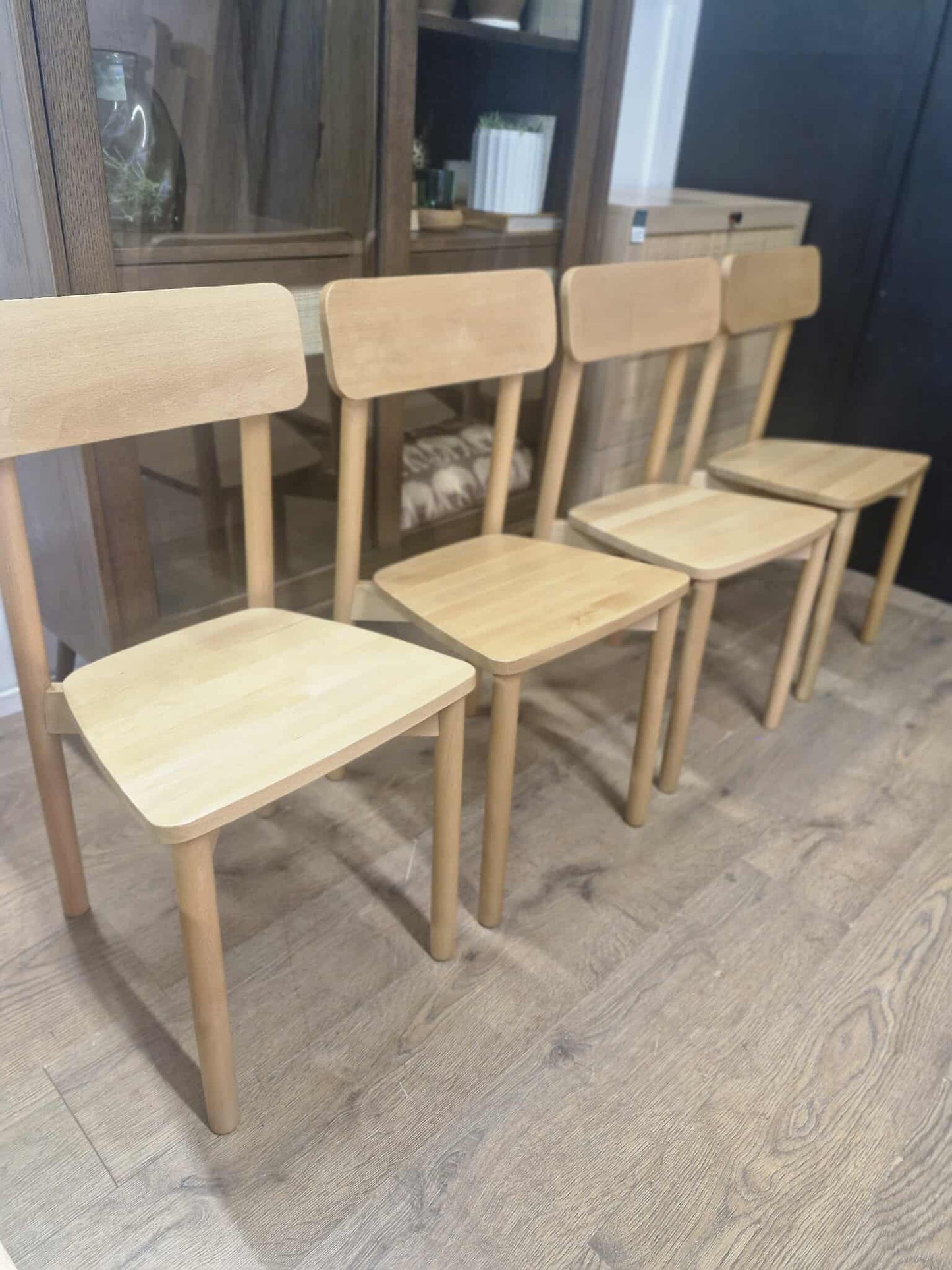 Solid Light Wood Dining Chairs / Set of 4