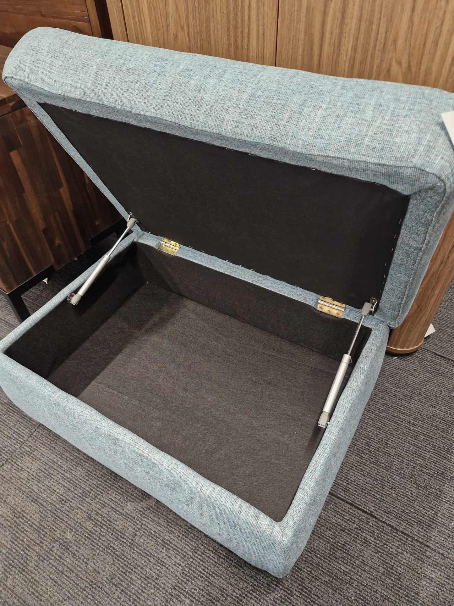 Storage Footstool / John Lewis Camden Linen Dark Duck Egg