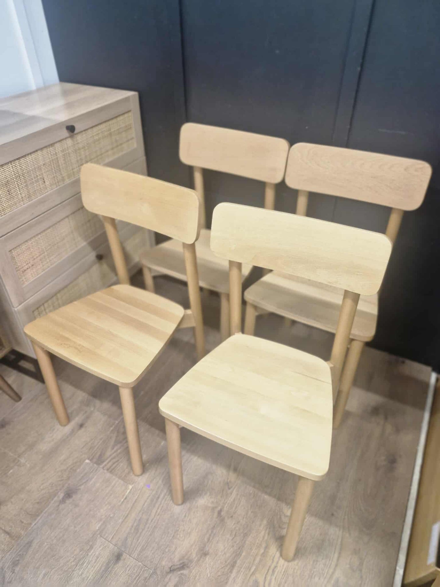 Solid Light Wood Dining Chairs / Set of 4