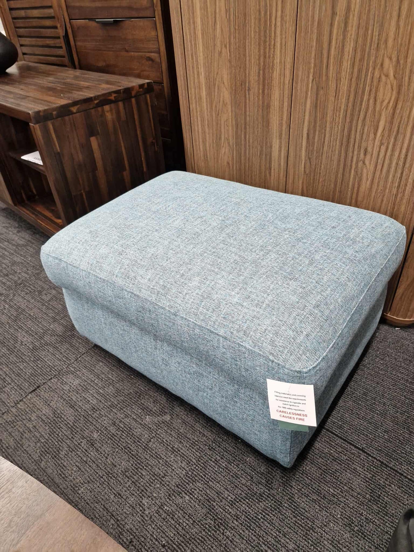 Storage Footstool / John Lewis Camden Linen Dark Duck Egg