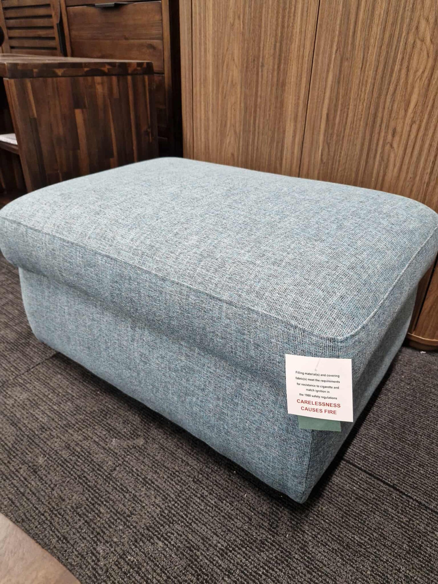 Storage Footstool / John Lewis Camden Linen Dark Duck Egg