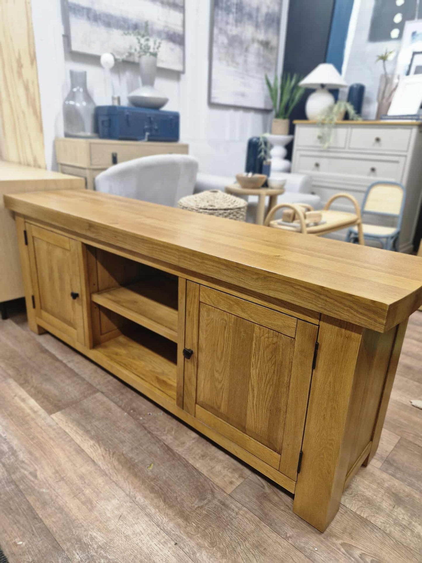 Large Rustic Solid Oak TV Stand / Hercules