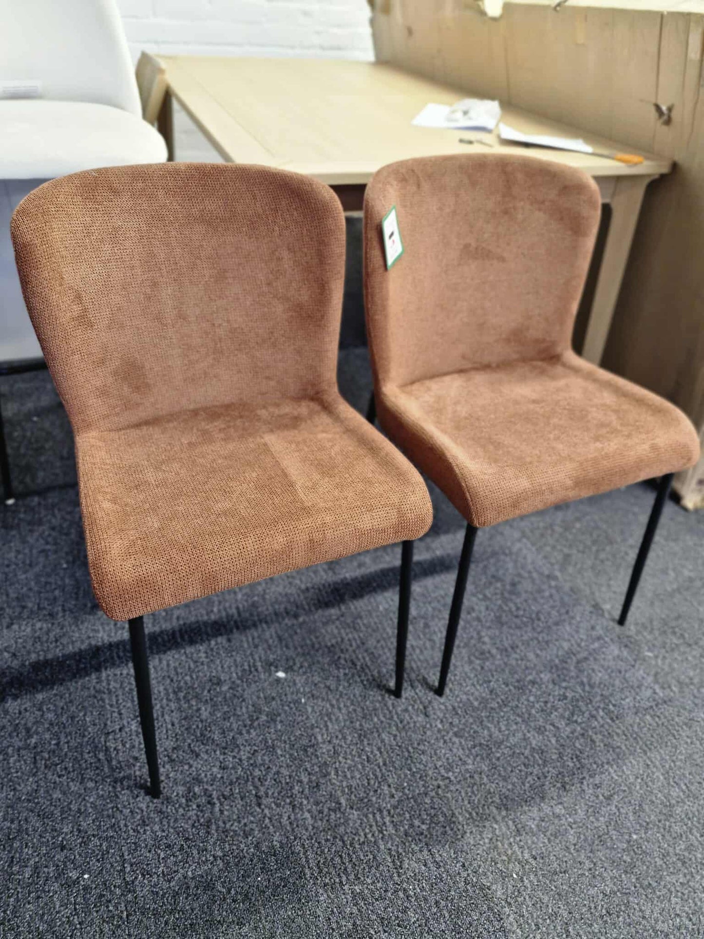 Burnt Orange and Black Metal Dining Chairs Set of 2