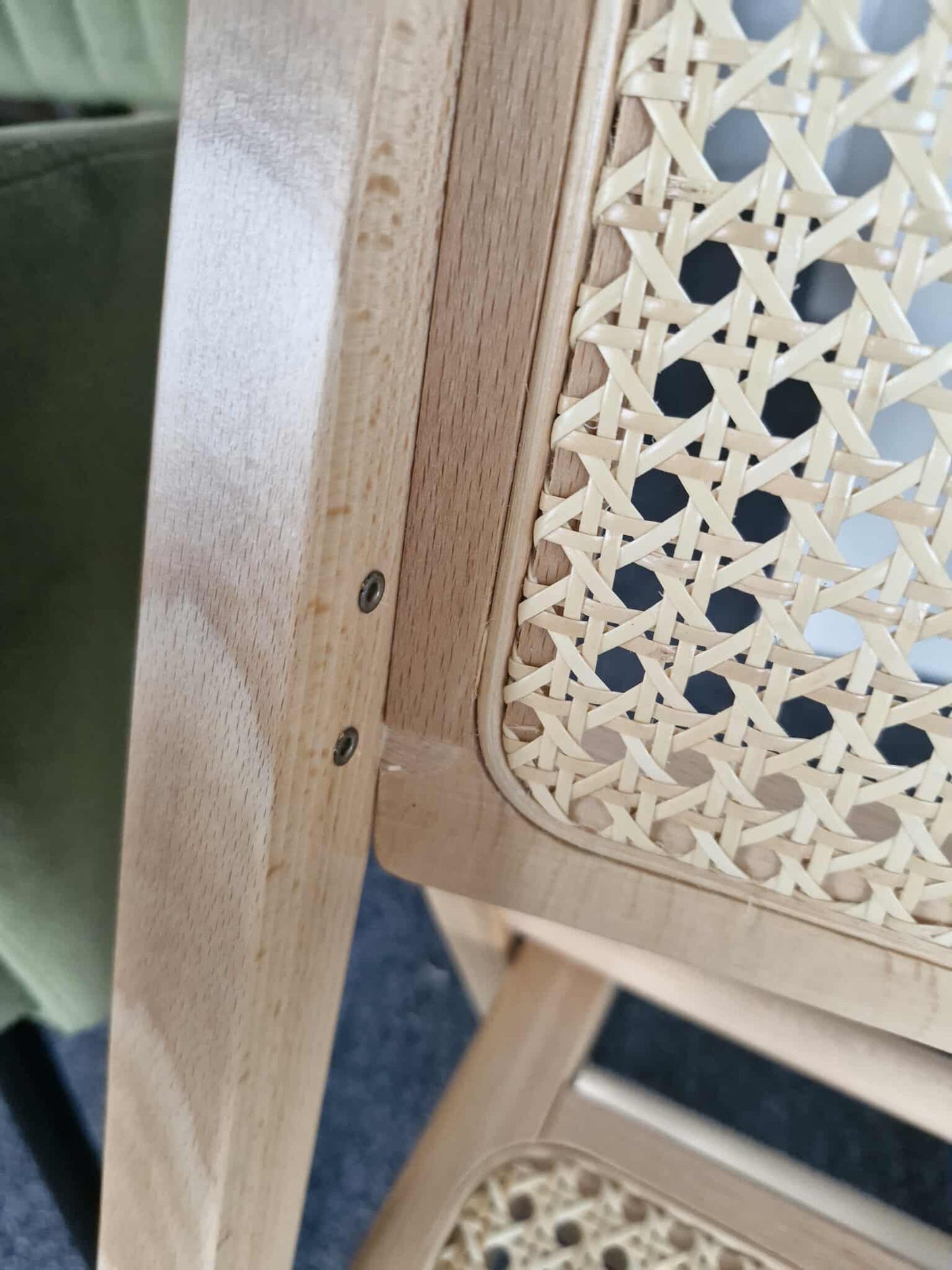 Wood and Rattan / Cane Folding Dining Chairs / Set of 2