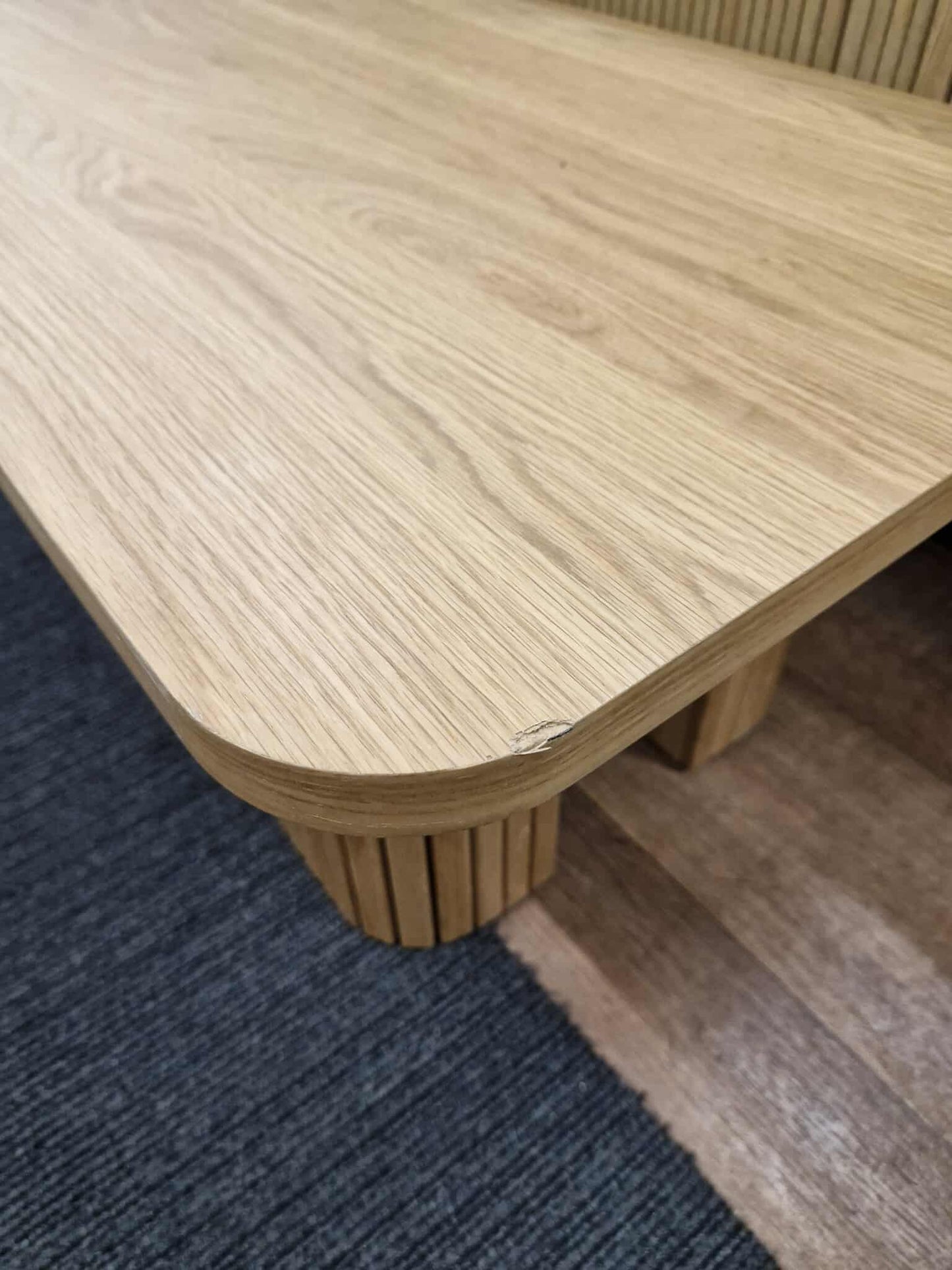 Large Oak Coffee Table with Slatted Legs