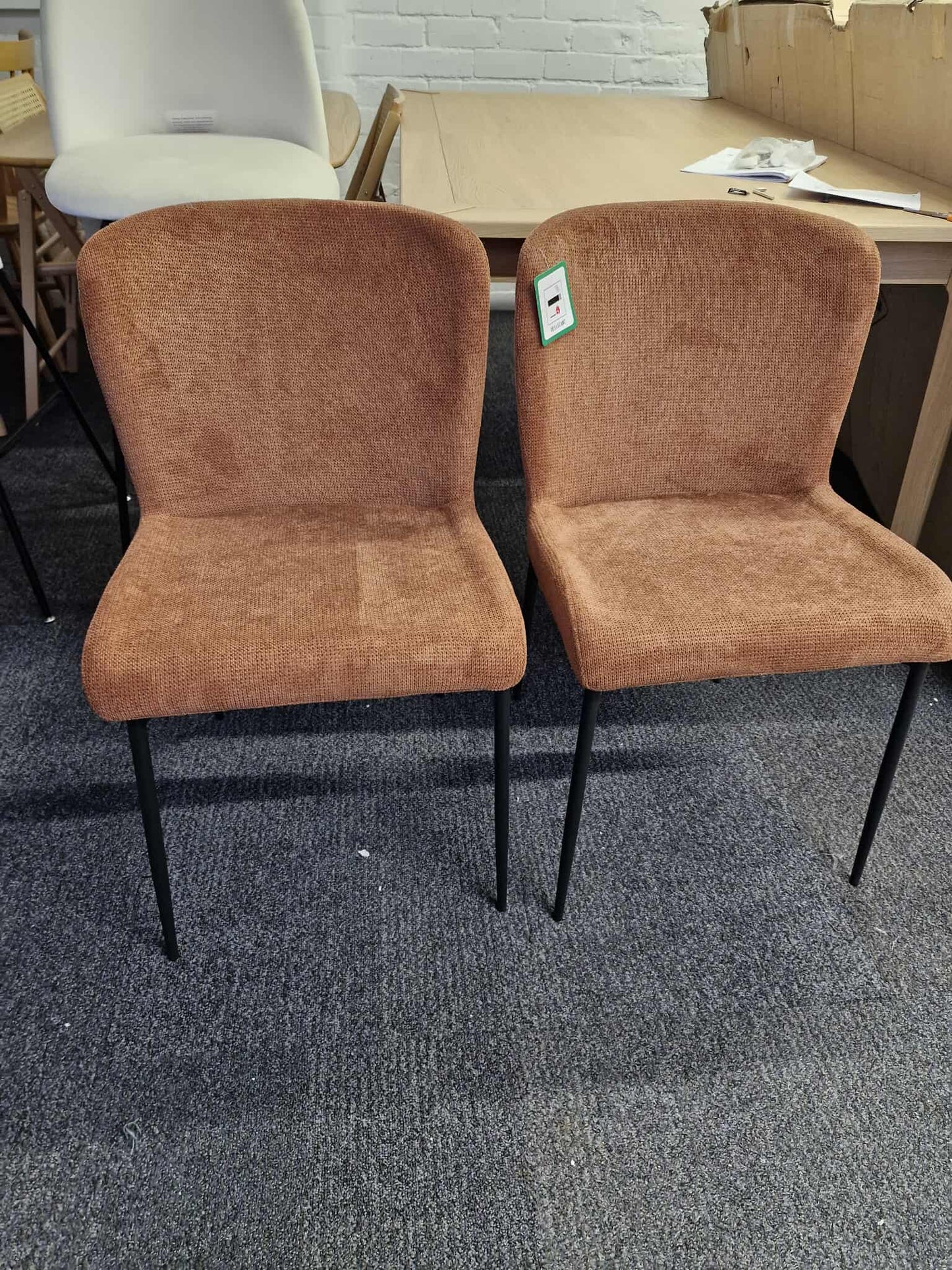 Burnt Orange and Black Metal Dining Chairs Set of 2